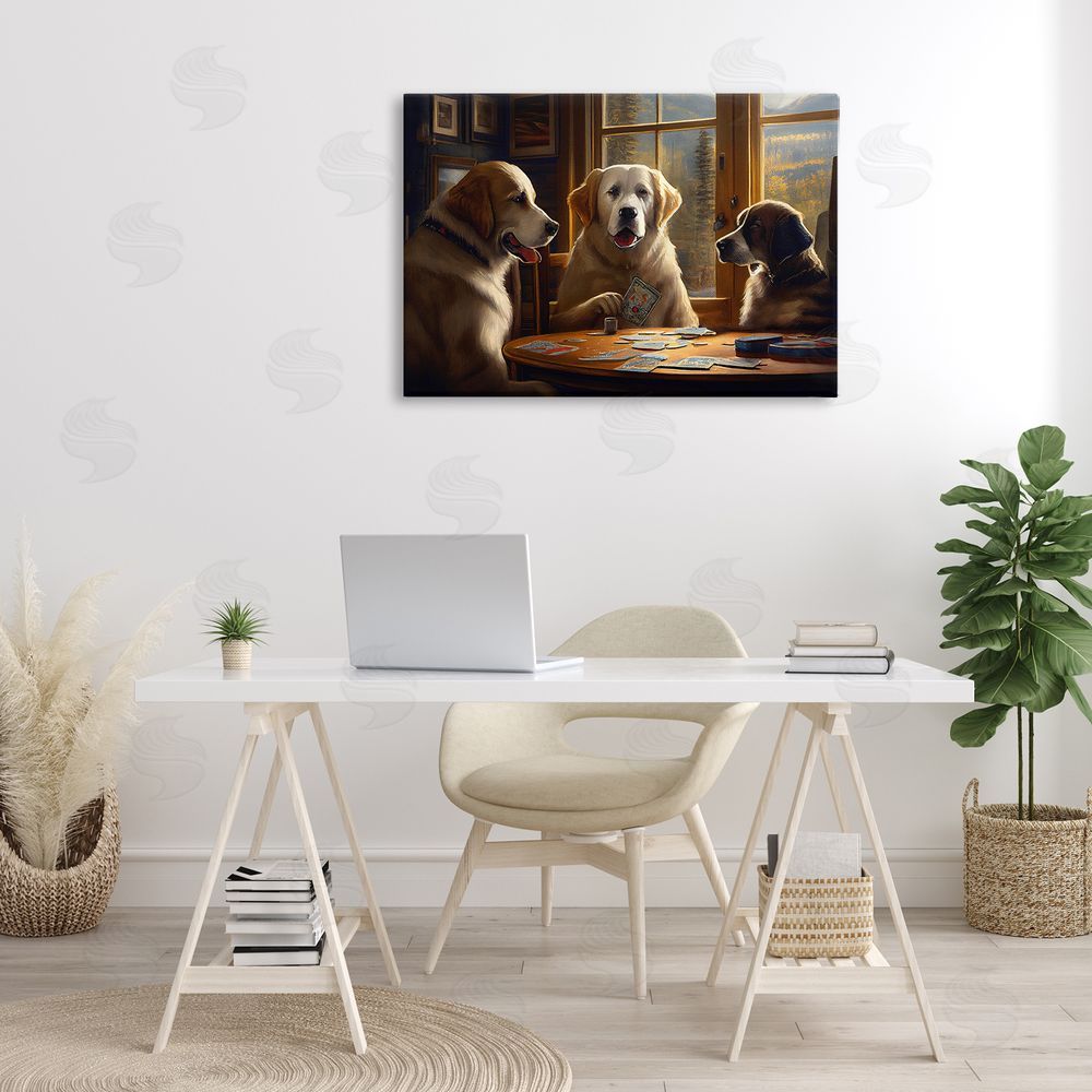Sasha Dogs Playing Card Game Canvas Wall Art Print in Room