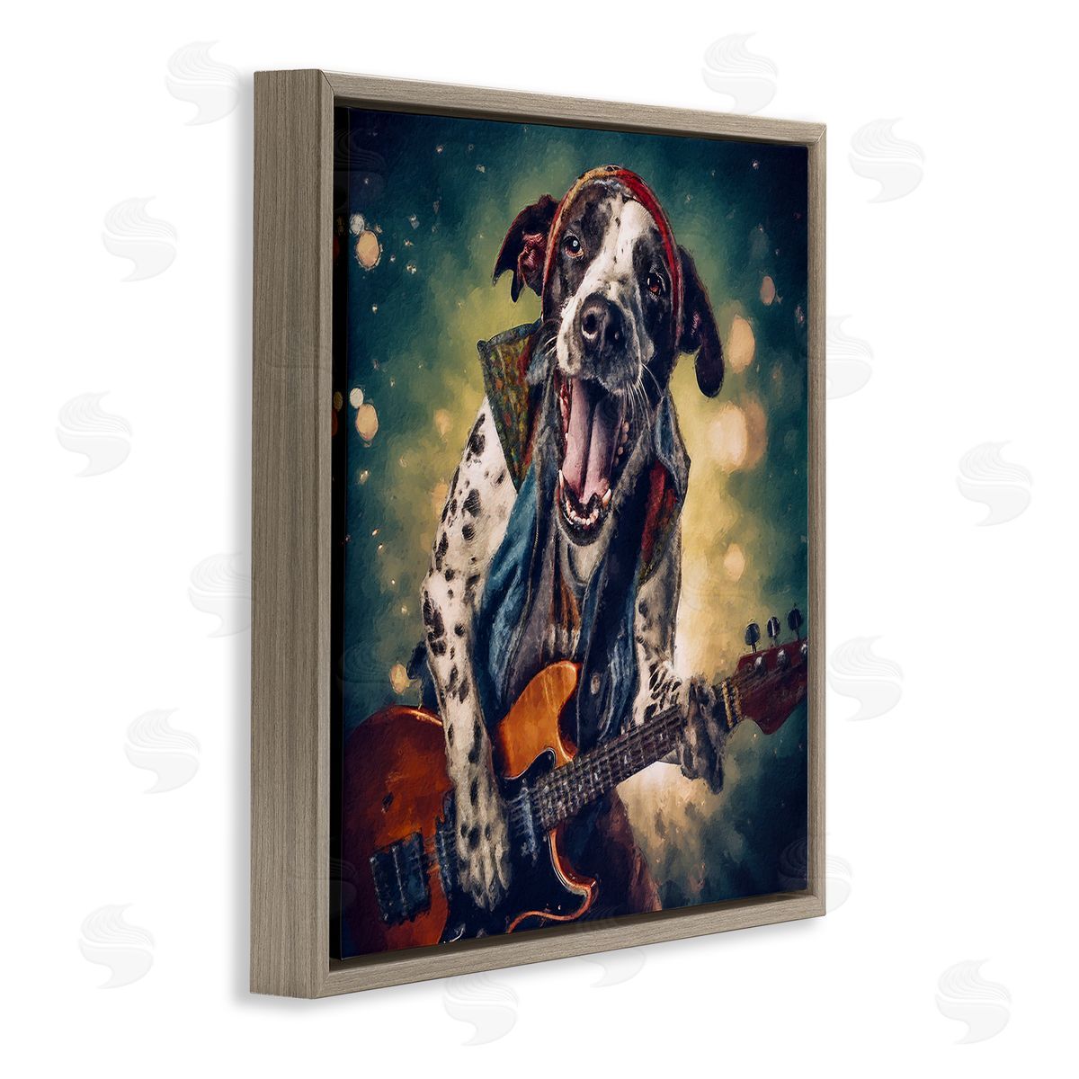 Sean Parnell Musician Dog Singing Brown Floating Frame Canvas Wall Art Print