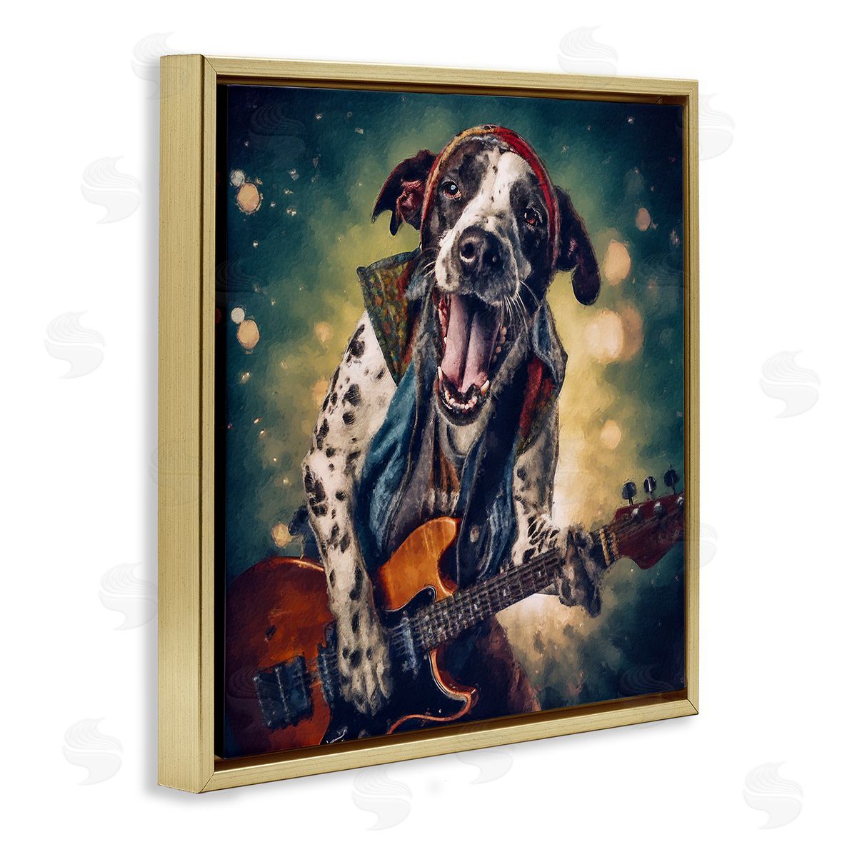 Sean Parnell Musician Dog Singing Gold Floating Frame Canvas Wall Art Print