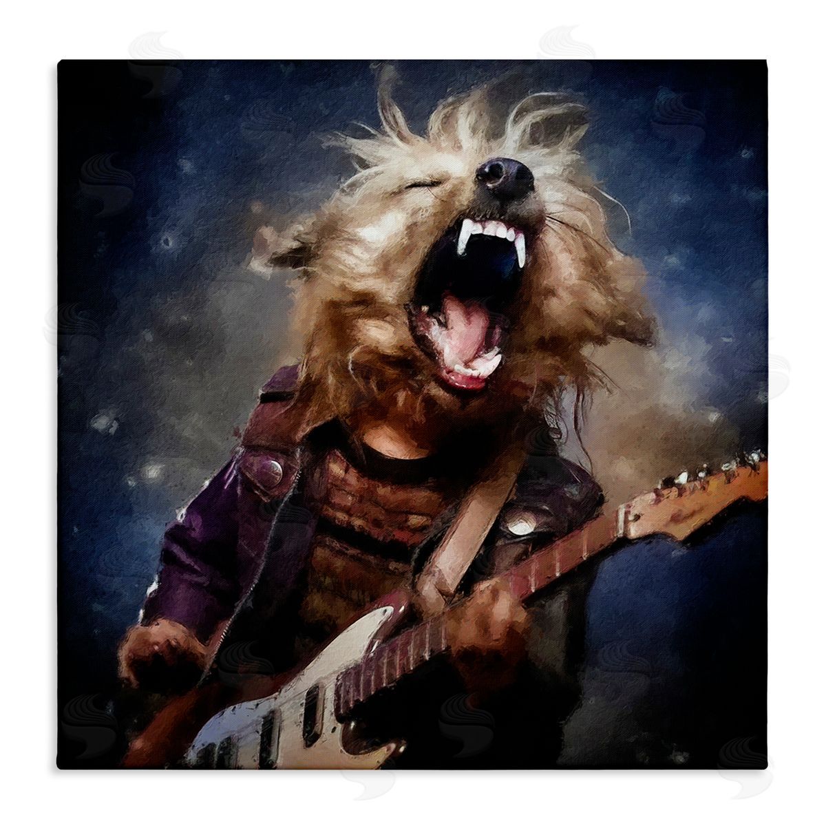 Sean Parnell Fun Musician Terrier Canvas Wall Art Print