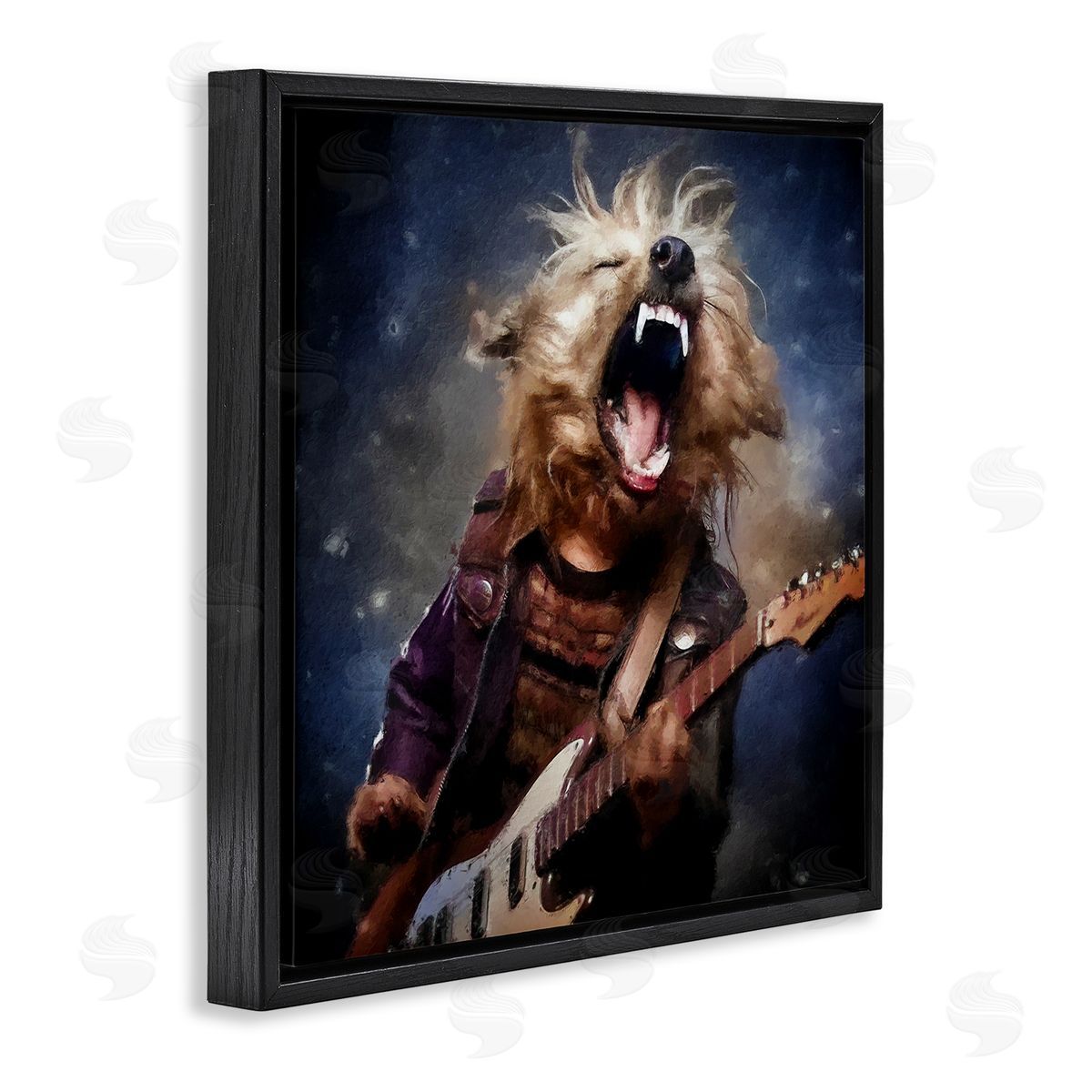 Sean Parnell Fun Musician Terrier Black Floating Frame Canvas Wall Art Print
