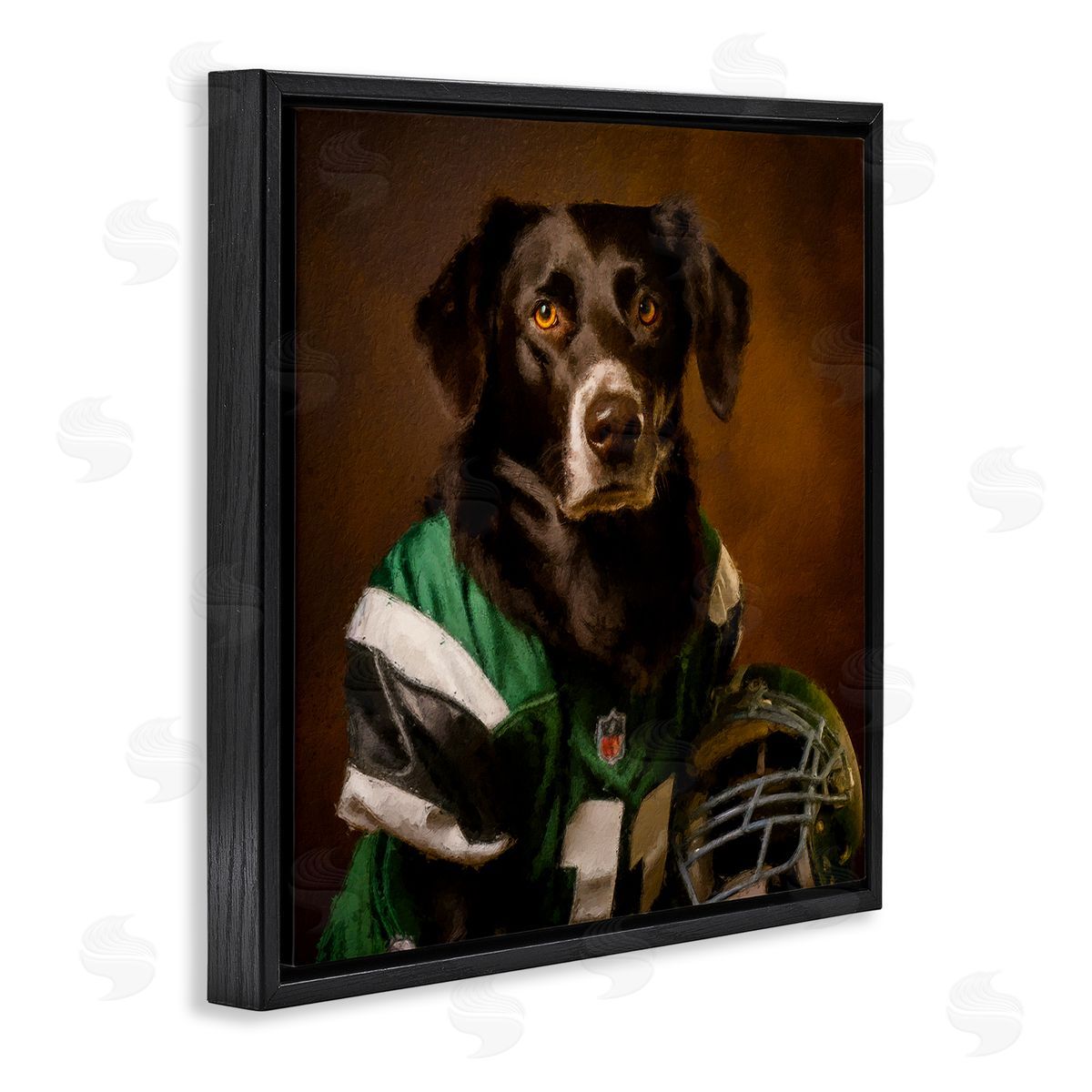 Sean Parnell Football Star Dog Black Floating Frame Canvas Wall Art Print