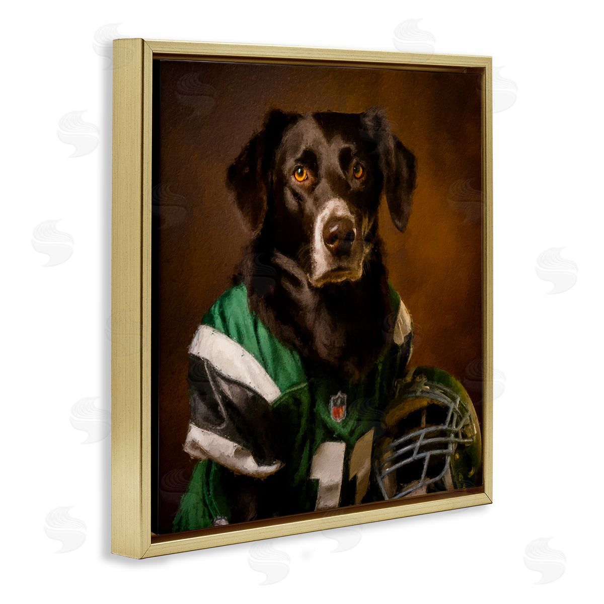 Sean Parnell Football Star Dog Gold Floating Frame Canvas Wall Art Print
