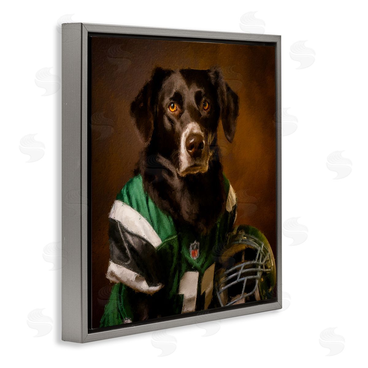 Sean Parnell Football Star Dog Gray Floating Frame Canvas Wall Art Print