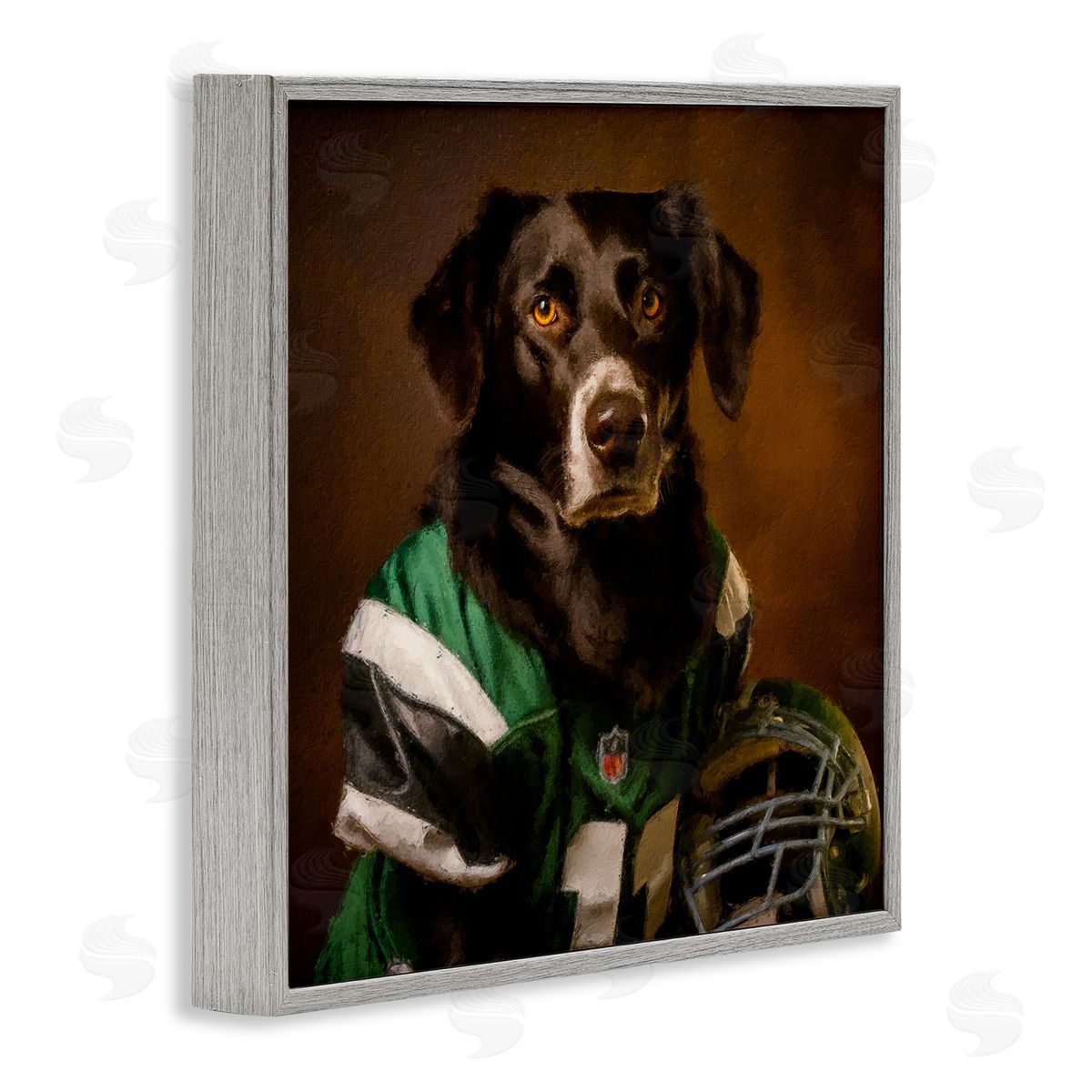 Sean Parnell Football Star Dog Gray Framed Giclee Wall Art Print