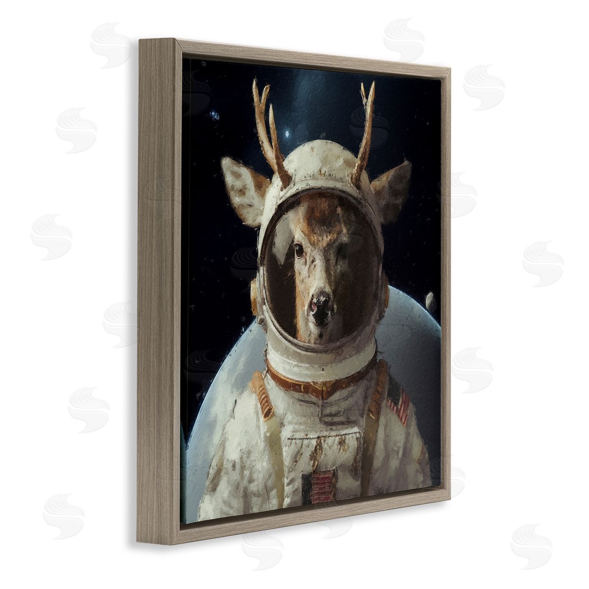 Sean Parnell Space Astronaut Deer Brown Floating Frame Canvas Wall Art Print