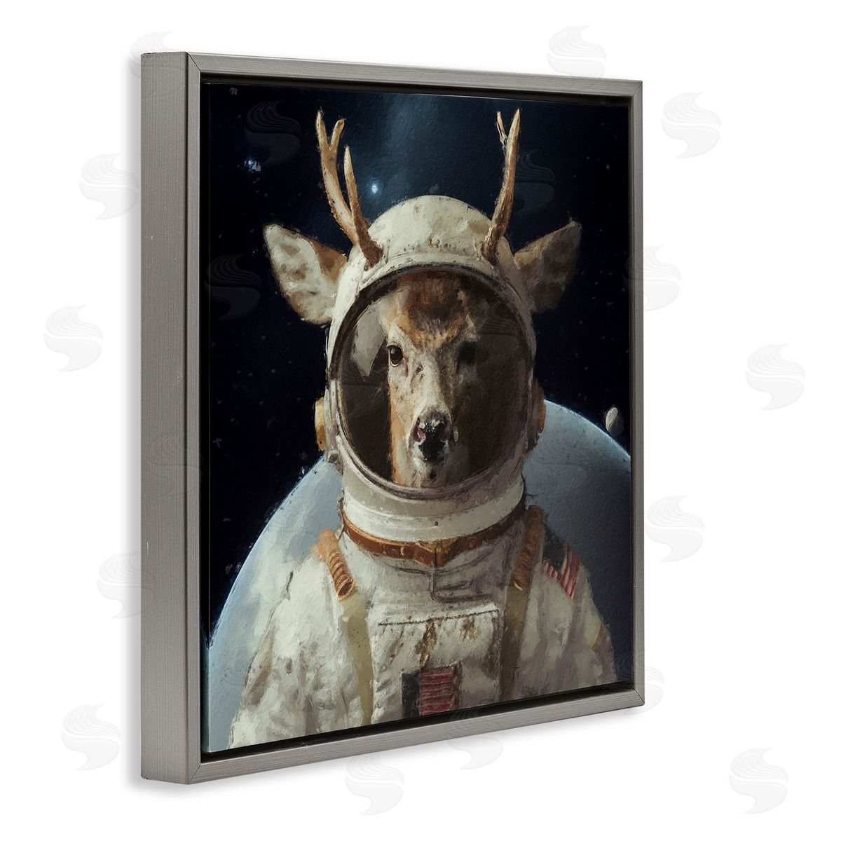 Sean Parnell Space Astronaut Deer Gray Floating Frame Canvas Wall Art Print
