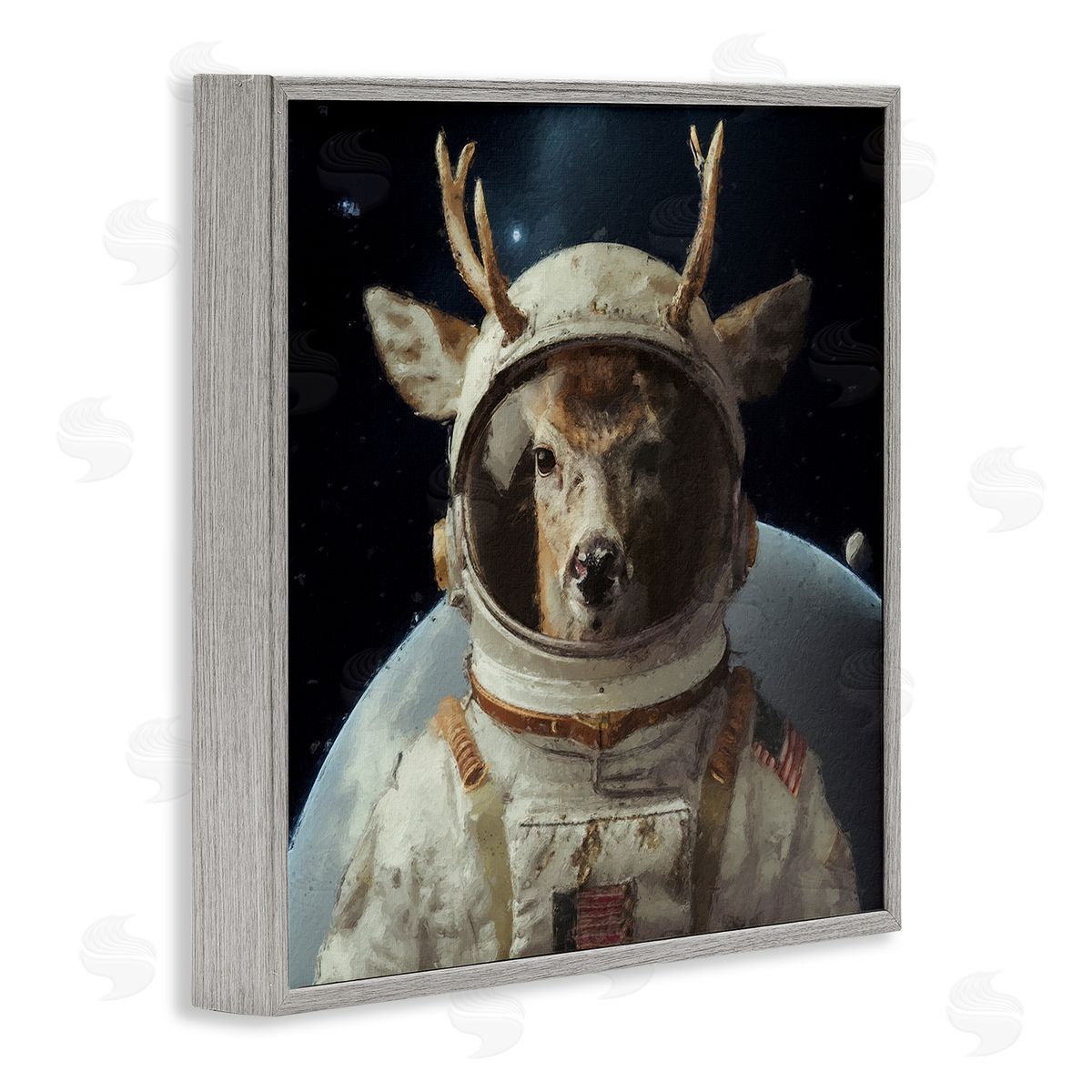 Sean Parnell Space Astronaut Deer Gray Framed Giclee Wall Art Print