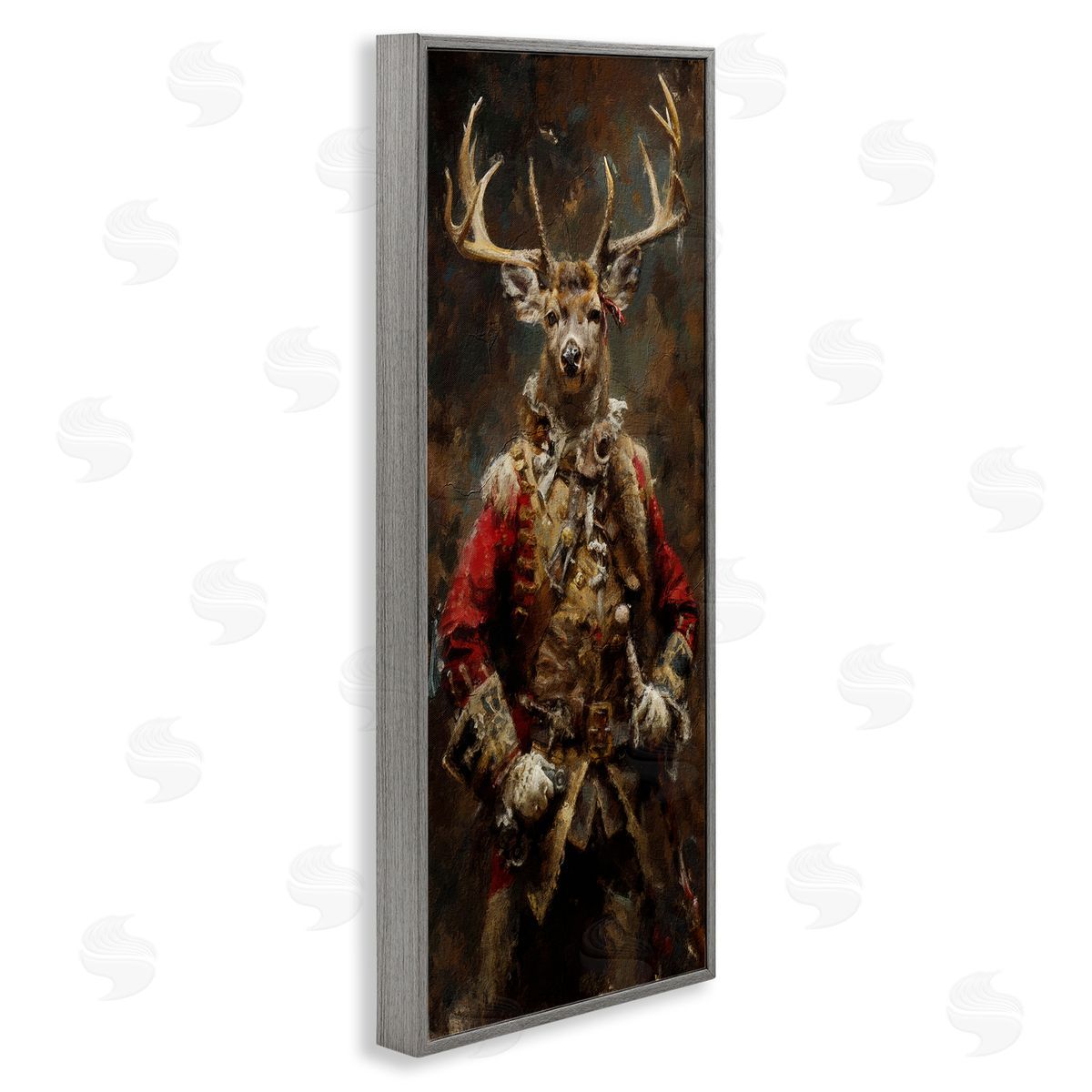 Regal Deer Portrait Grey Frame Print Wall Art, Home Decor by Sean Parnell
