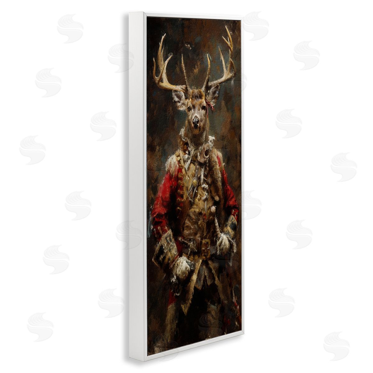 Regal Deer Portrait White Frame Print Wall Art, Home Decor by Sean Parnell