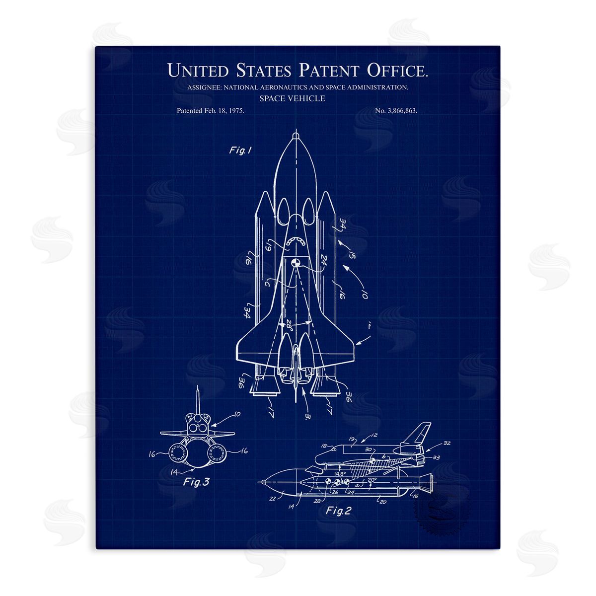 Space Vehicle Blueprint Canvas Wall Art, Home Decor by Karl Hronek