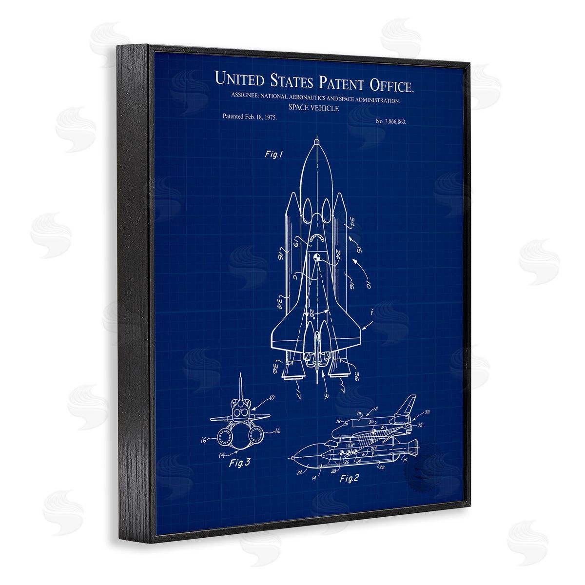 Space Vehicle Blueprint Black Frame Print Wall Art, Home Decor by Karl Hronek