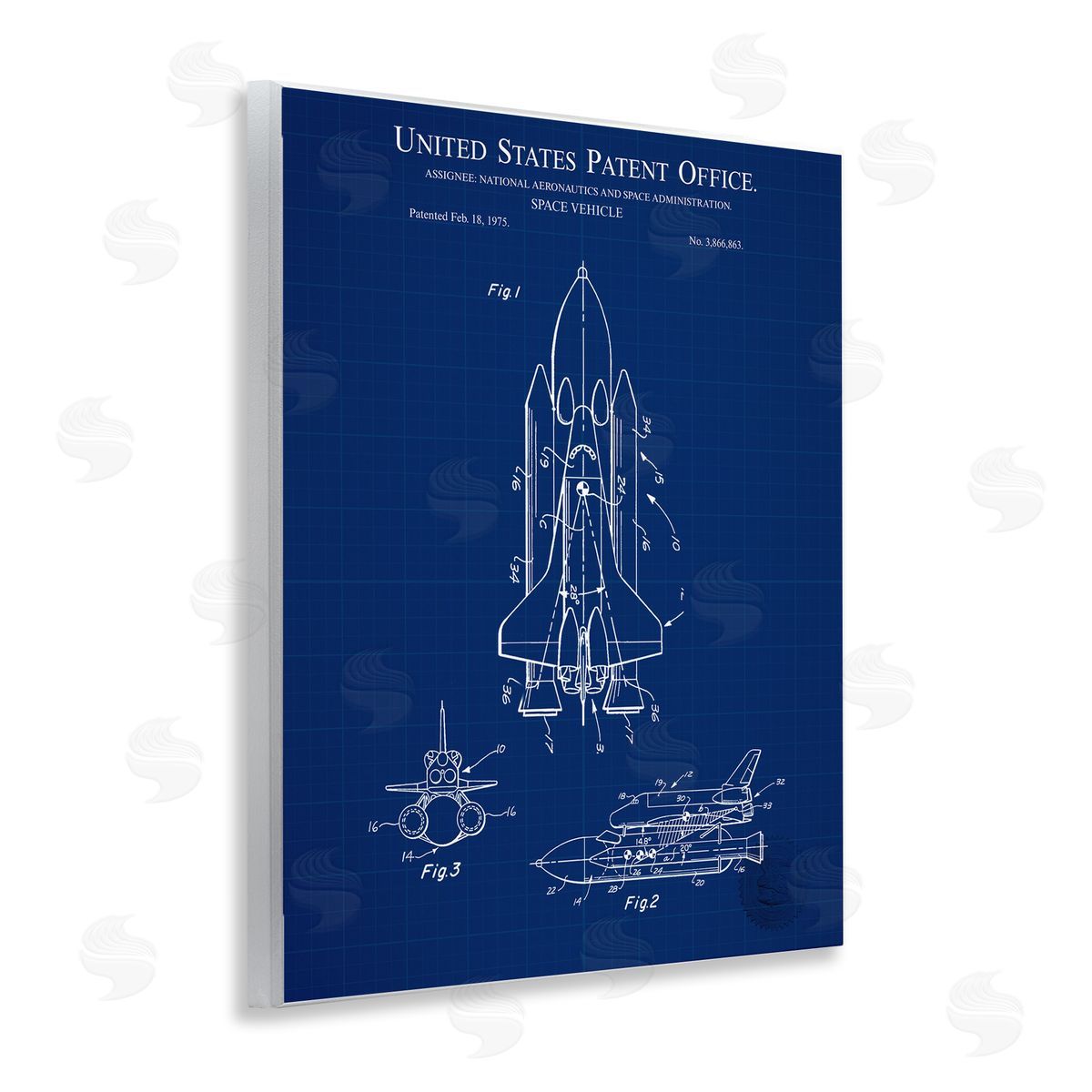 Space Vehicle Blueprint Wood Plaque Wall Art, Home Decor by Karl Hronek