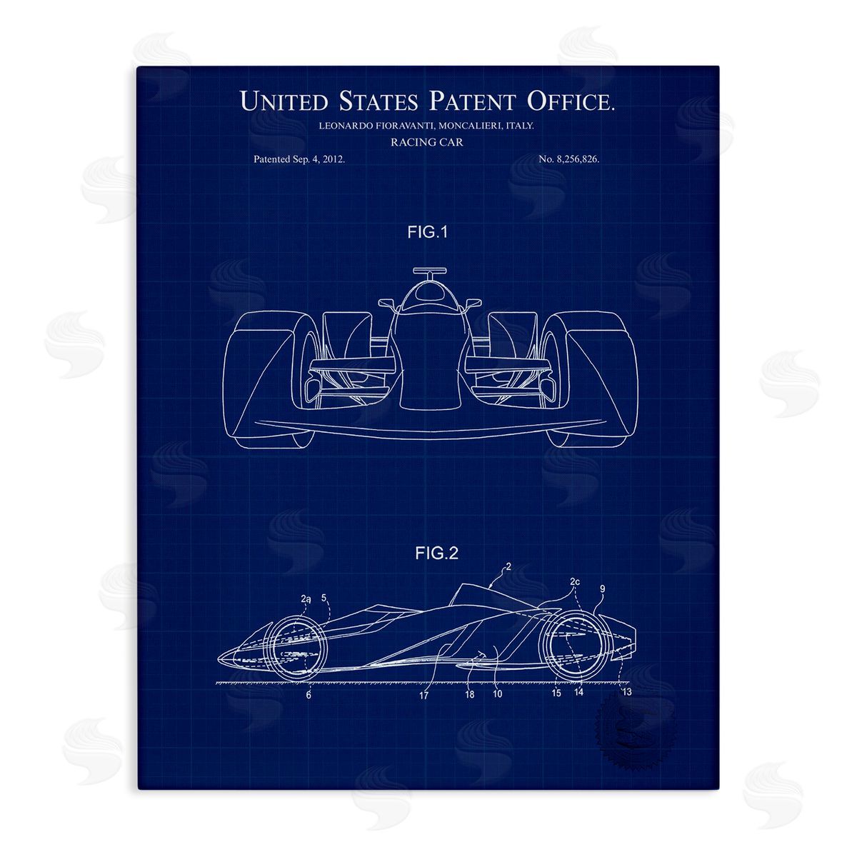 Racing Car Blueprint Canvas Wall Art, Home Decor by Karl Hronek
