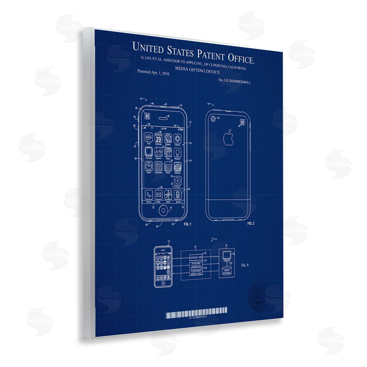 Cell Phone Blueprint Wood Plaque Wall Art, Home Decor by Karl Hronek