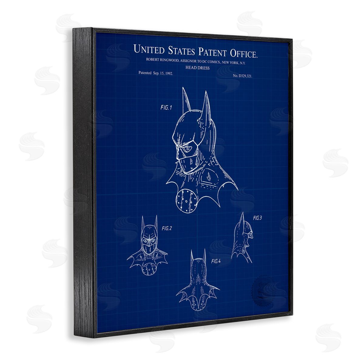 Head Dress Blueprint Black Frame Print Wall Art, Home Decor by Karl Hronek