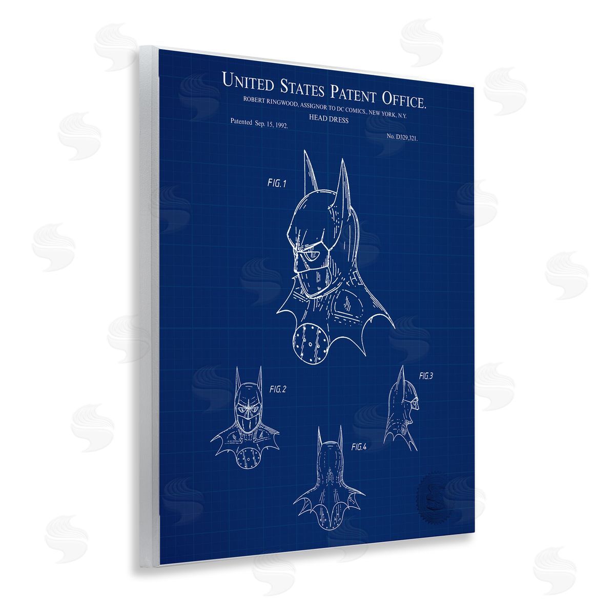 Head Dress Blueprint Wood Plaque Wall Art, Home Decor by Karl Hronek