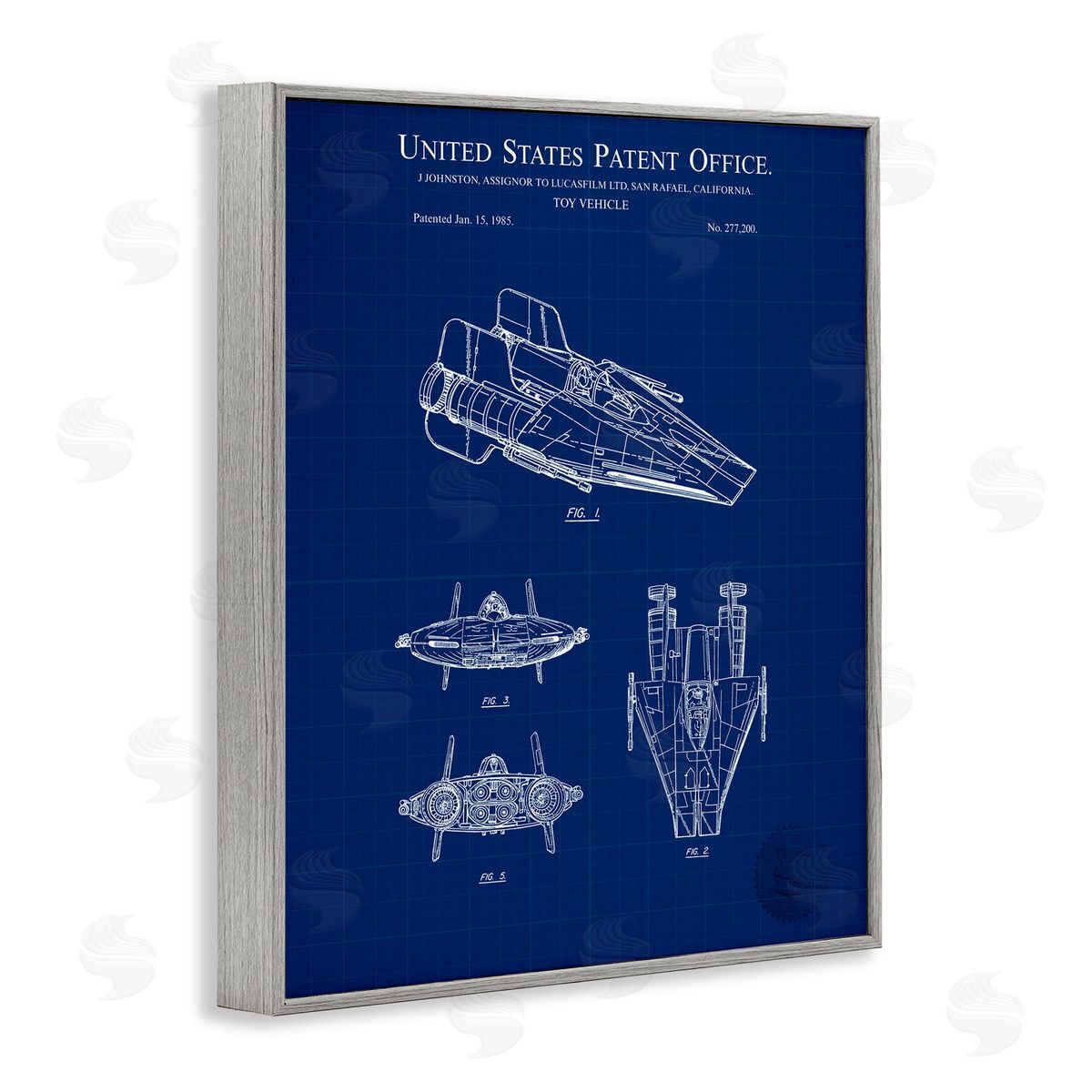 Toy Vehicle Blueprint Grey Frame Print Wall Art, Home Decor by Karl Hronek