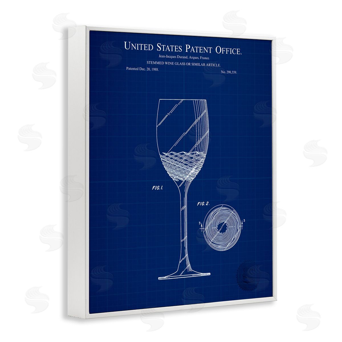Wine Glass Blueprint White Frame Print Wall Art, Home Decor by Karl Hronek