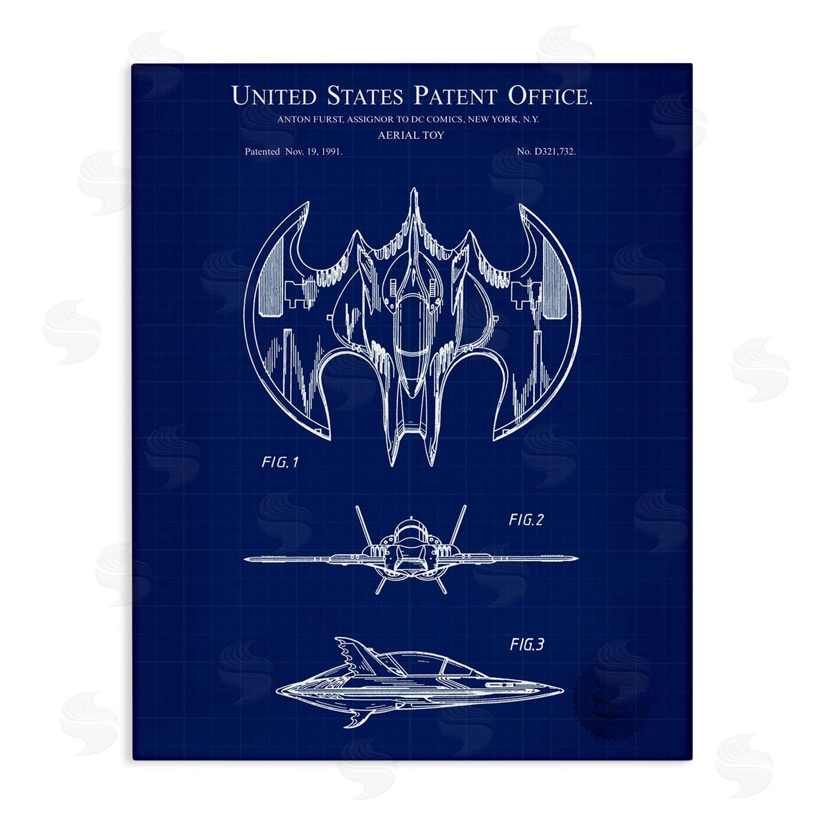 Aerial Toy Blueprint Canvas Wall Art, Home Decor by Karl Hronek