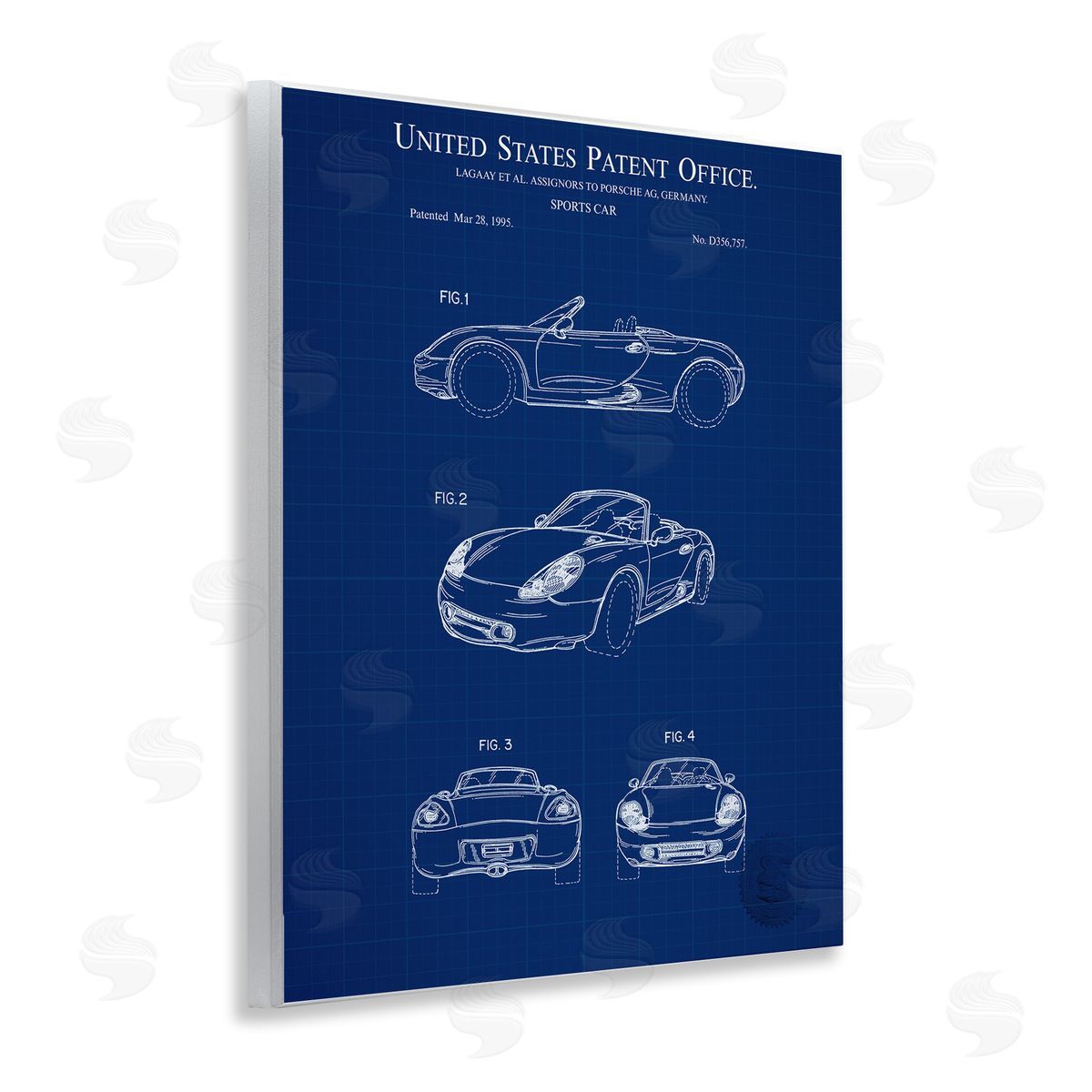 Sports Car Blueprint Wood Plaque Wall Art, Home Decor by Karl Hronek