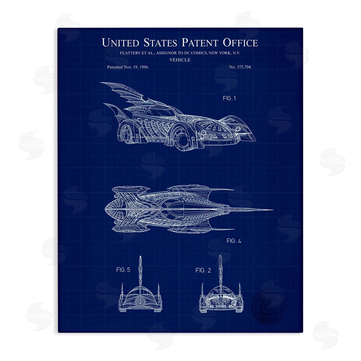 Character Car Blueprint Canvas Wall Art, Home Decor by Karl Hronek