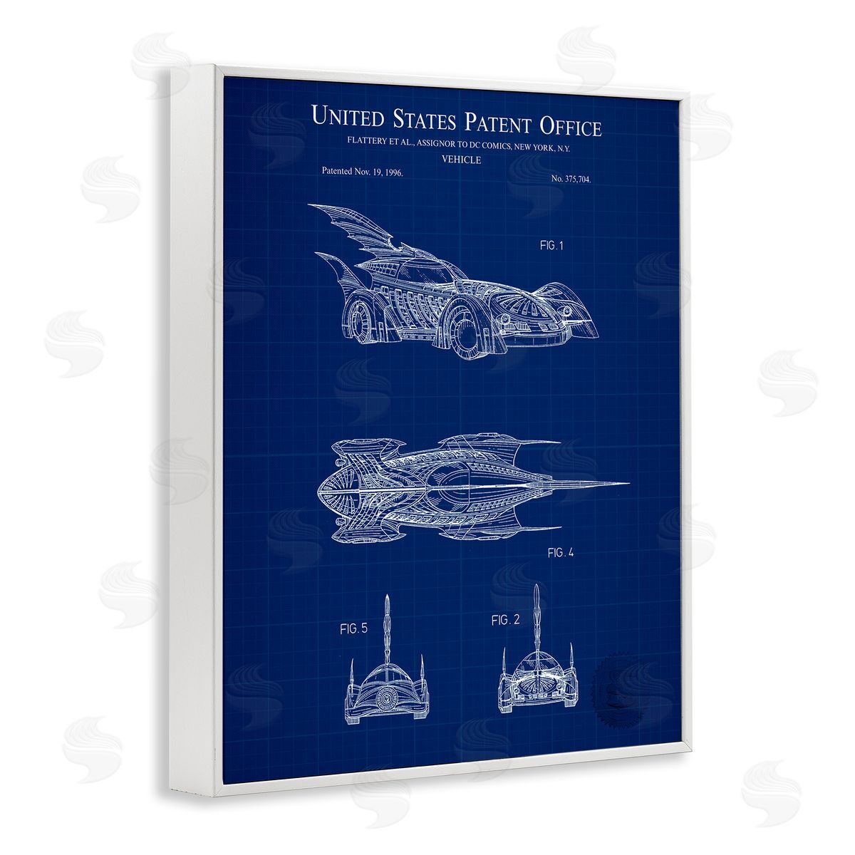 Character Car Blueprint White Frame Print Wall Art, Home Decor by Karl Hronek