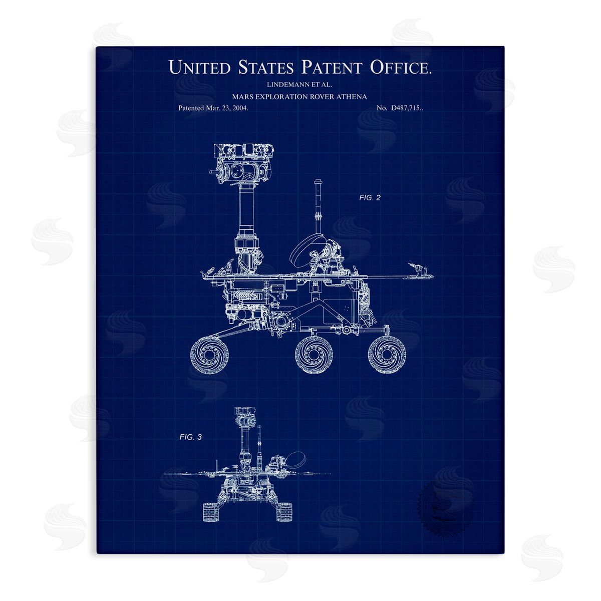 Mars Exploration Blueprint Canvas Wall Art, Home Decor by Karl Hronek