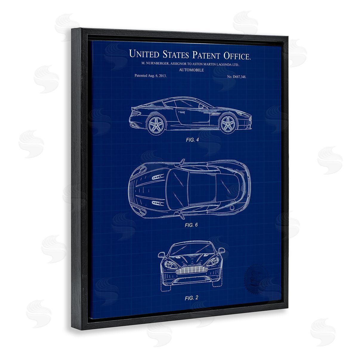 Automobile Patent Blueprint Black Floating Frame Canvas Wall Art, Home Decor by Karl Hronek