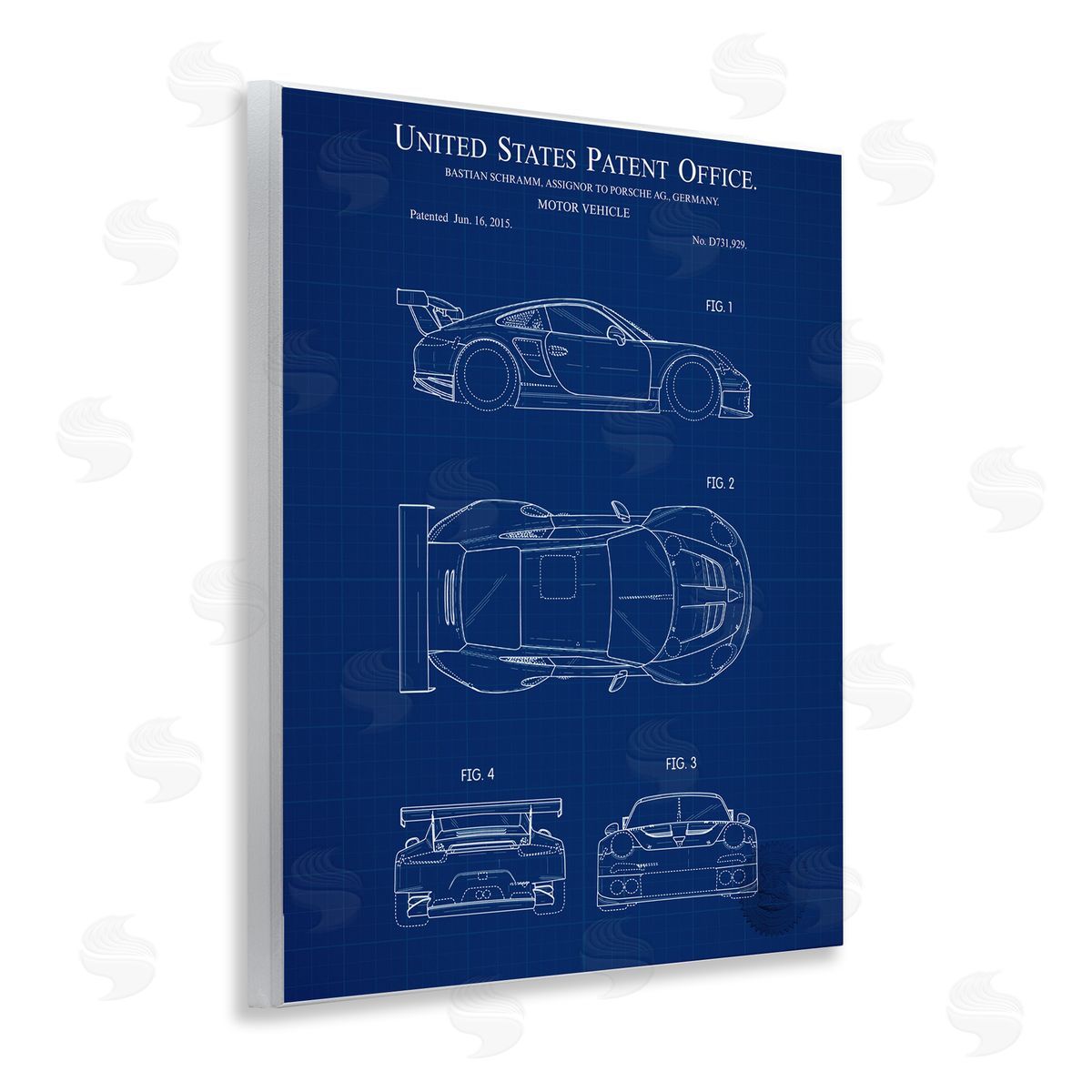 Motor Vehicle Blueprint Wood Plaque Wall Art, Home Decor by Karl Hronek