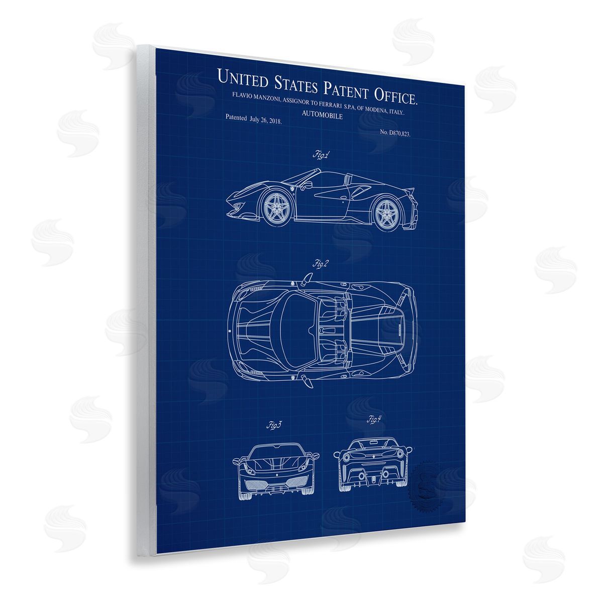 Detailed Automobile Blueprint Wood Plaque Wall Art, Home Decor by Karl Hronek