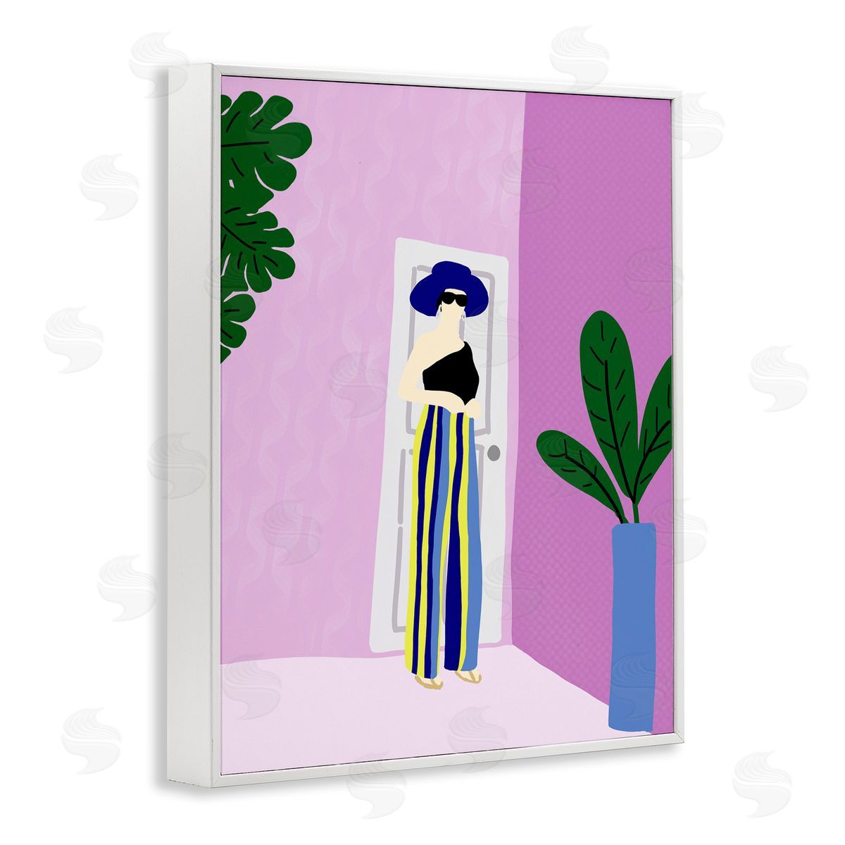 Trendy Girl on Purple White Frame Print Wall Art, Home Decor by Anna Quach