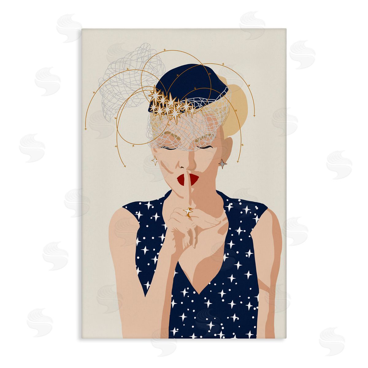 Chic Fashionista Portrait Canvas Wall Art, Home Decor by Jen Bucheli