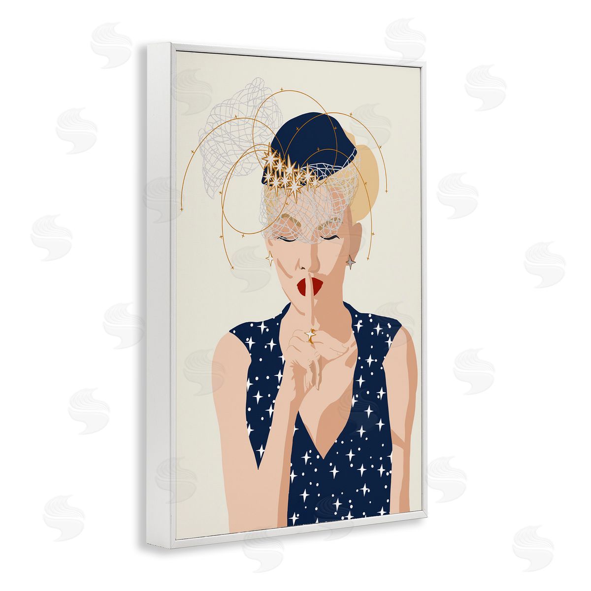 Chic Fashionista Portrait White Frame Print Wall Art, Home Decor by Jen Bucheli
