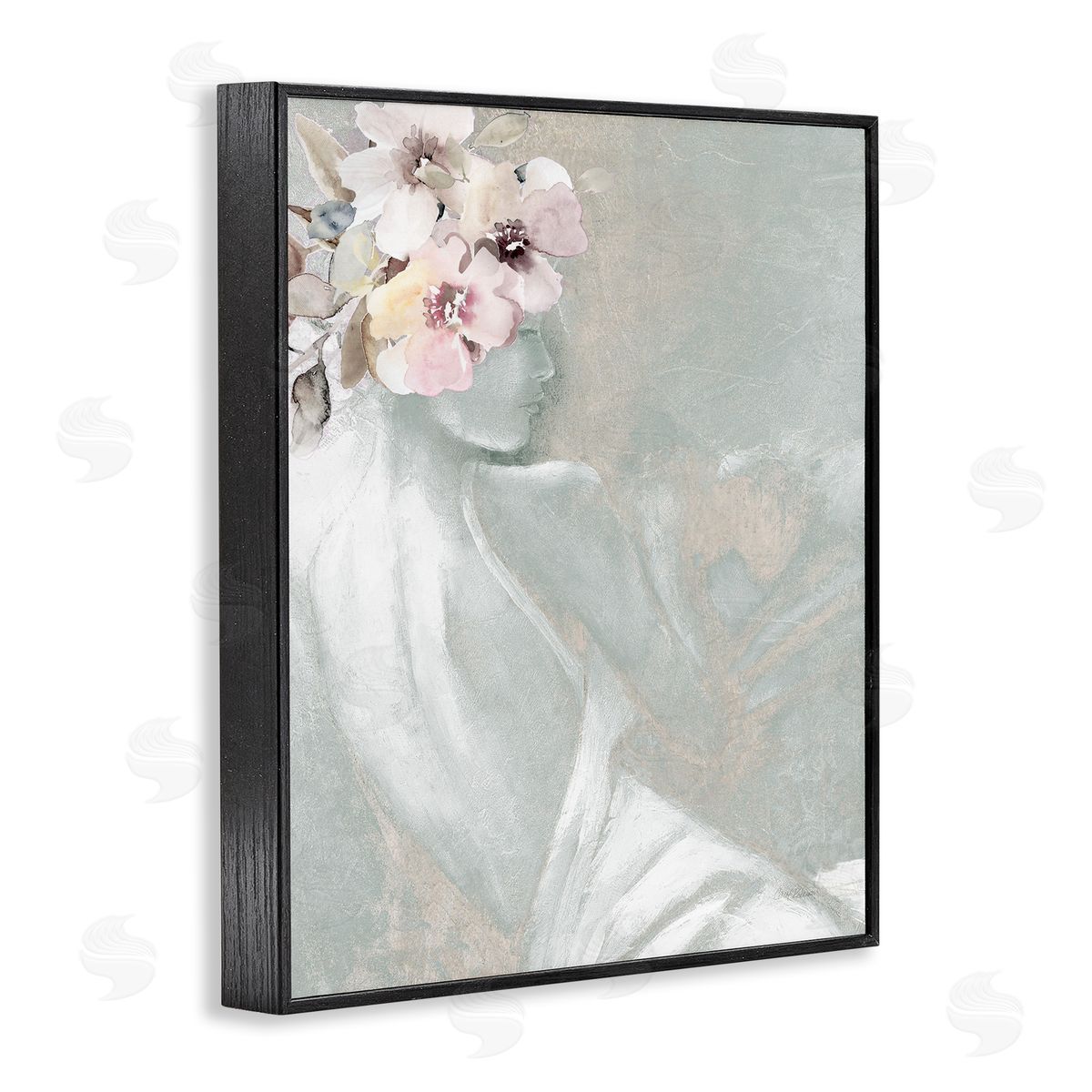 Chic Floral Woman Black Frame Print Wall Art, Home Decor by Carol Robinson