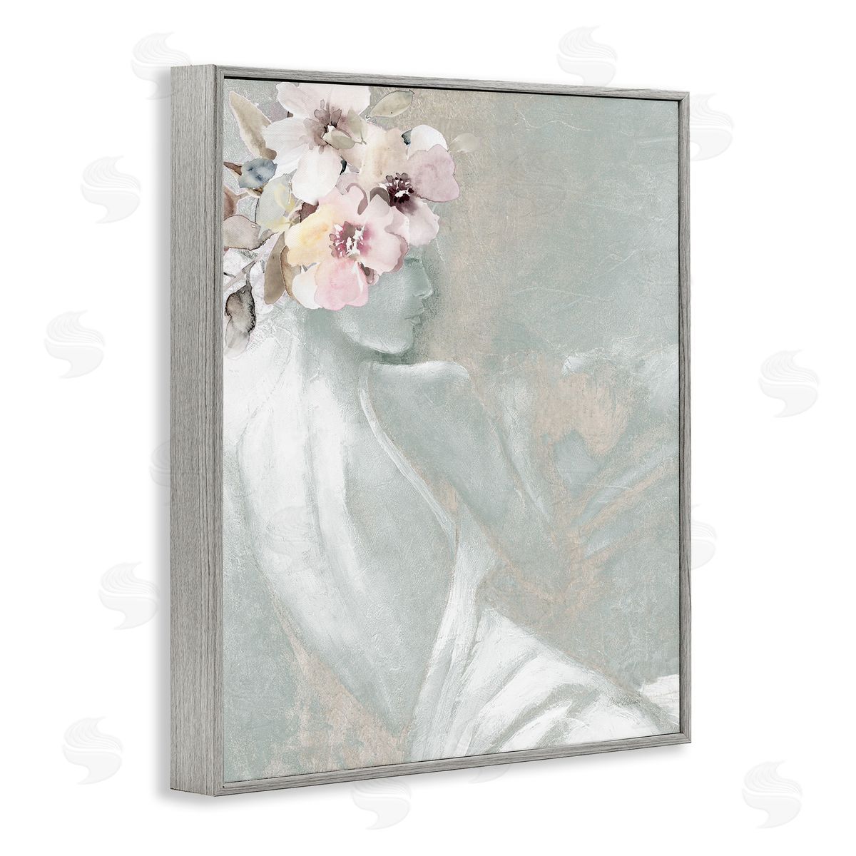 Chic Floral Woman Grey Frame Print Wall Art, Home Decor by Carol Robinson