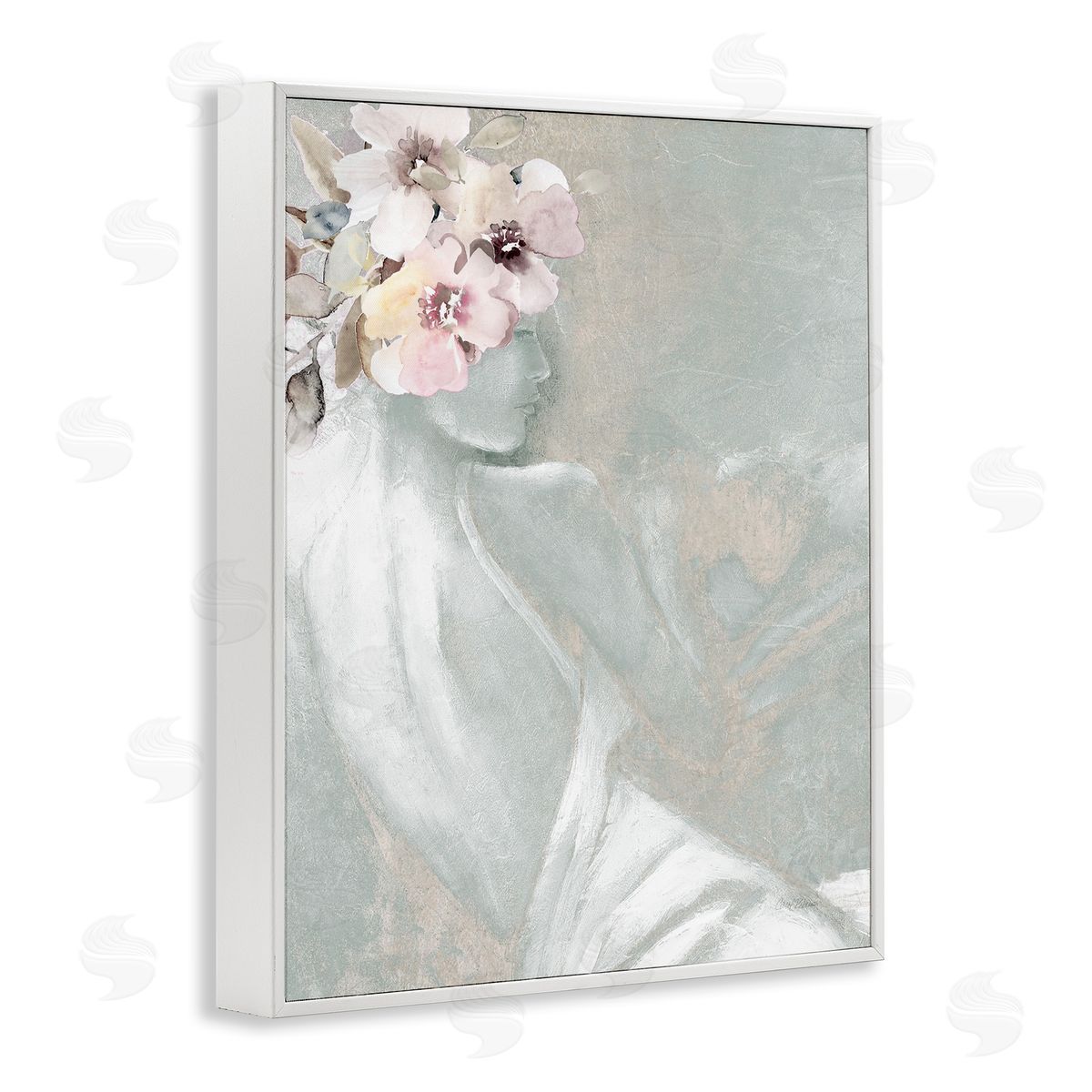 Chic Floral Woman White Frame Print Wall Art, Home Decor by Carol Robinson