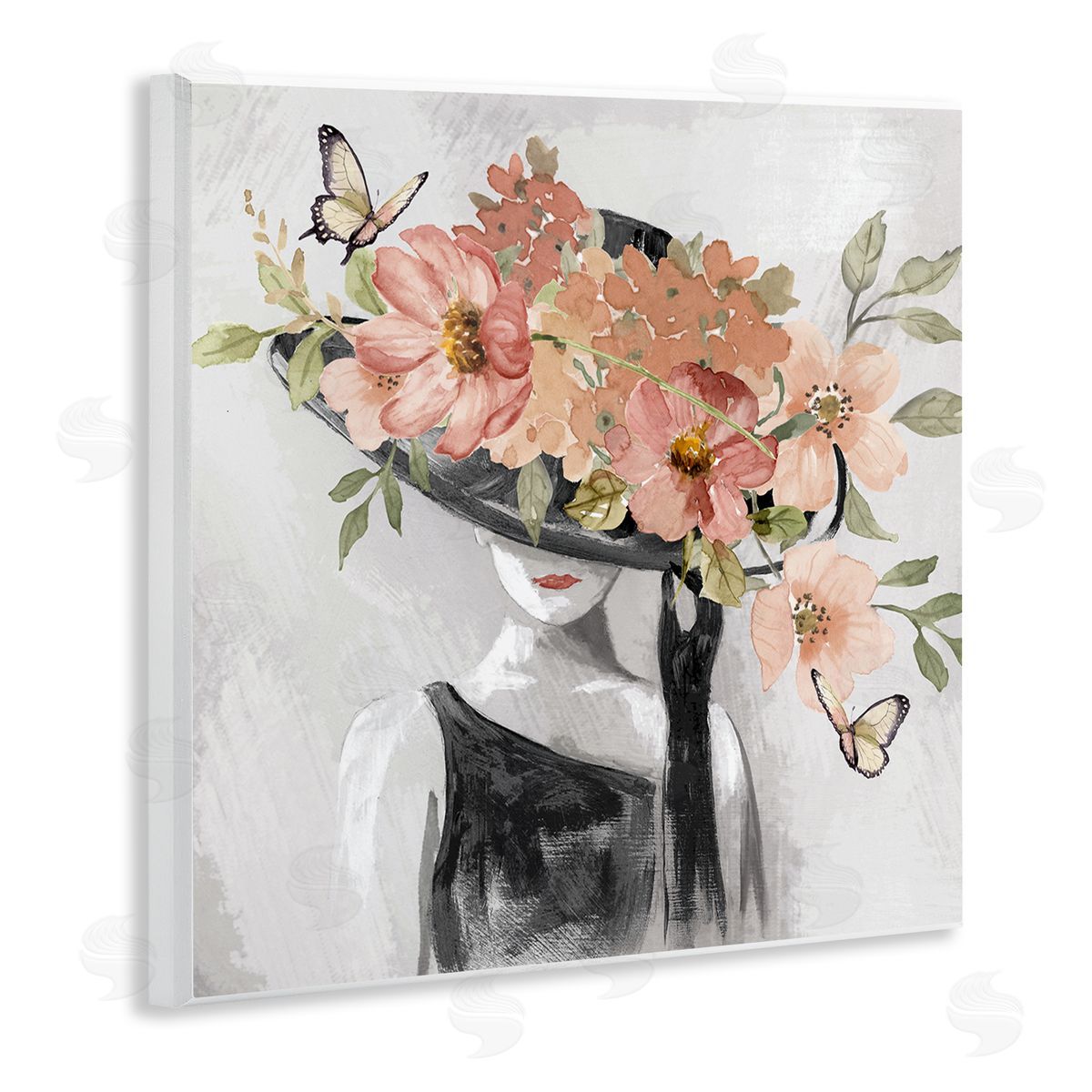 Nan Pink Floral Hat Wooden Wall Plaque Art Print