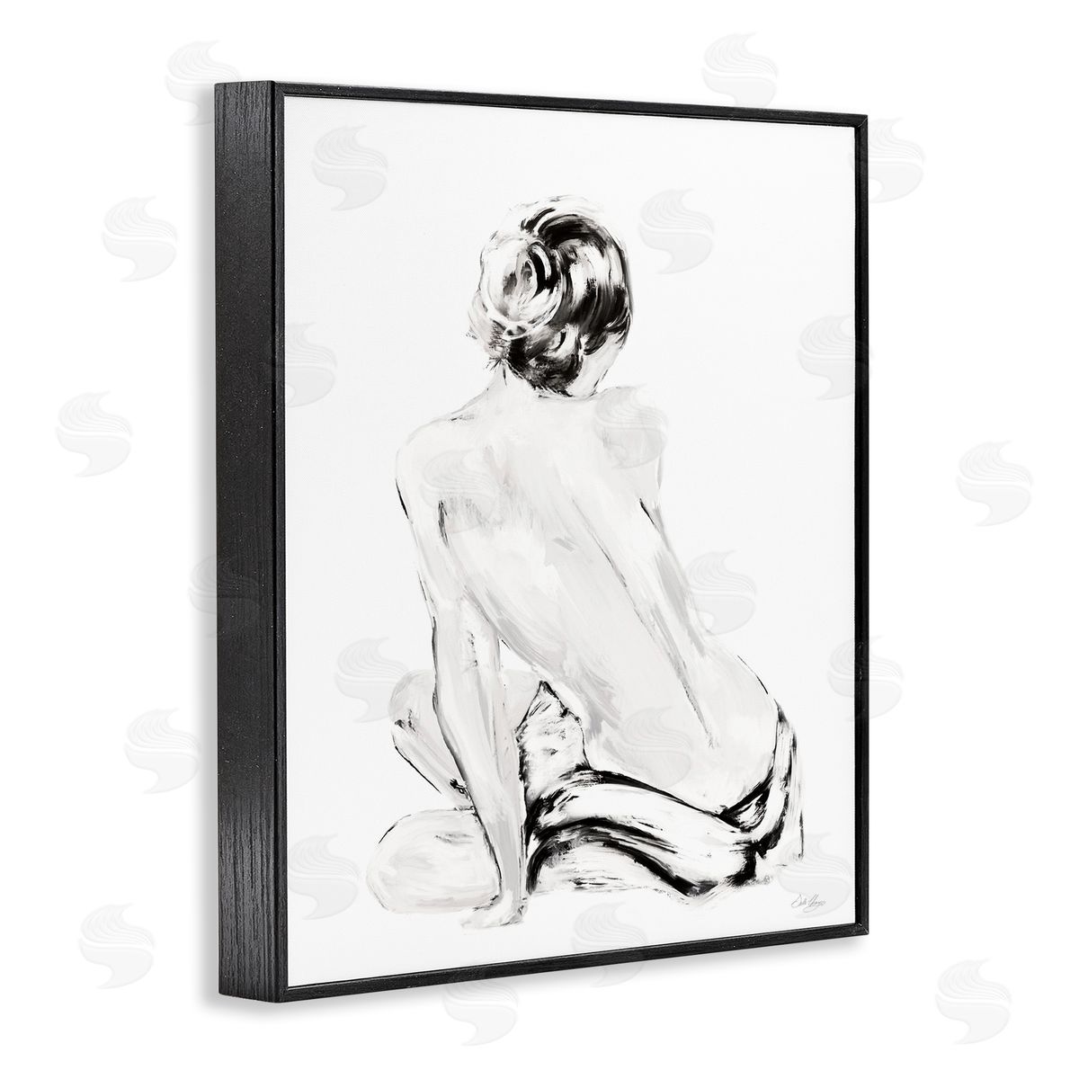 Abstract Nude Portrait Black Frame Print Wall Art, Home Decor by Stella Chang