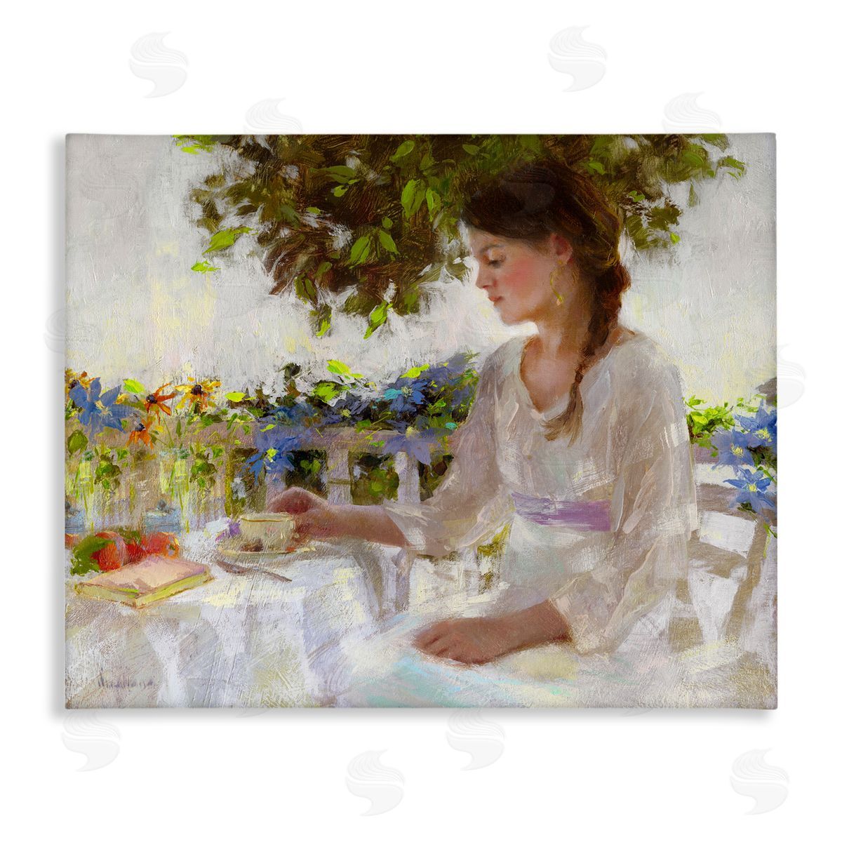Classic Tea Party Girl Canvas Wall Art, Home Decor by Katie Swatland