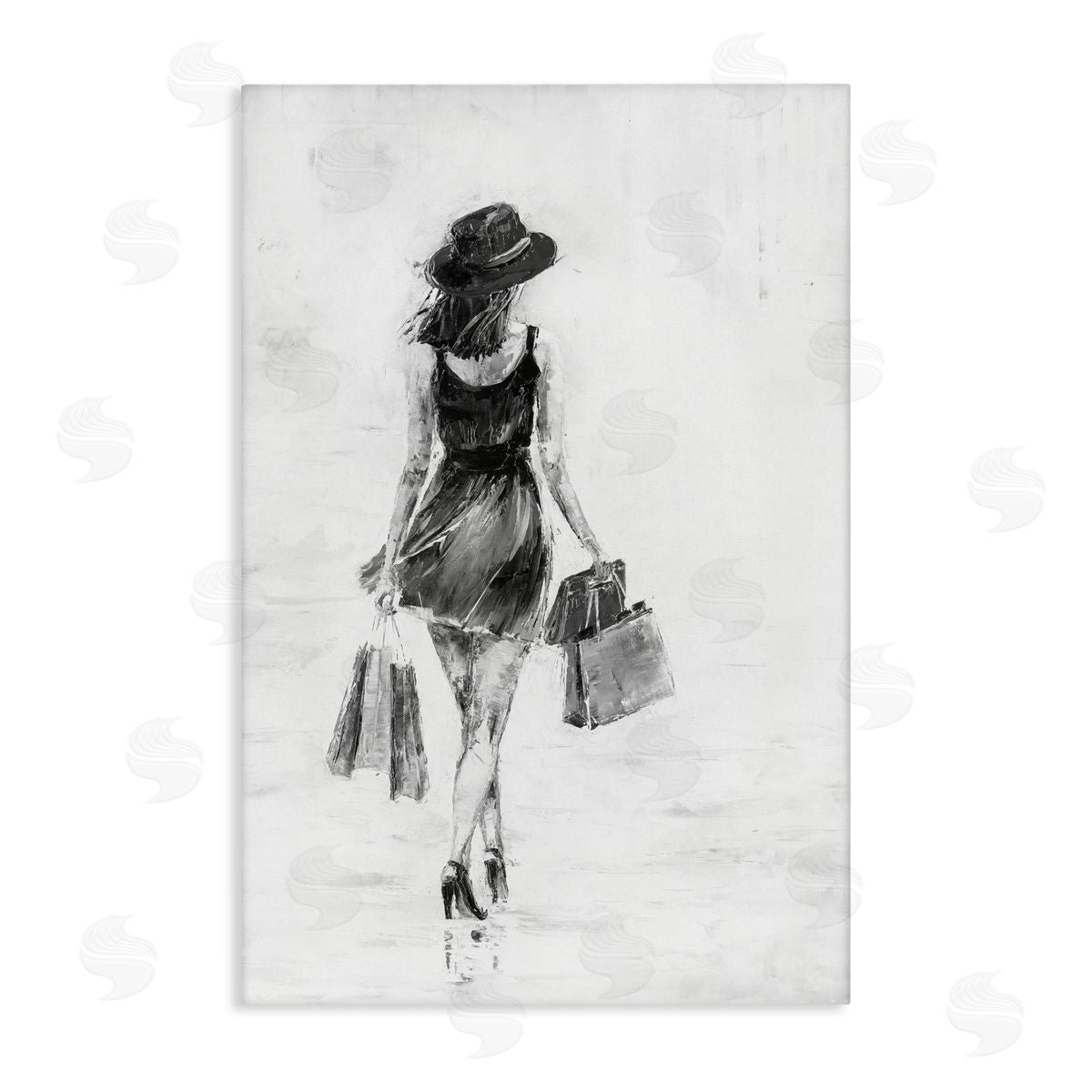 Girl with Shopping Bags Canvas Wall Art, Home Decor by Joklanta Kowalik
