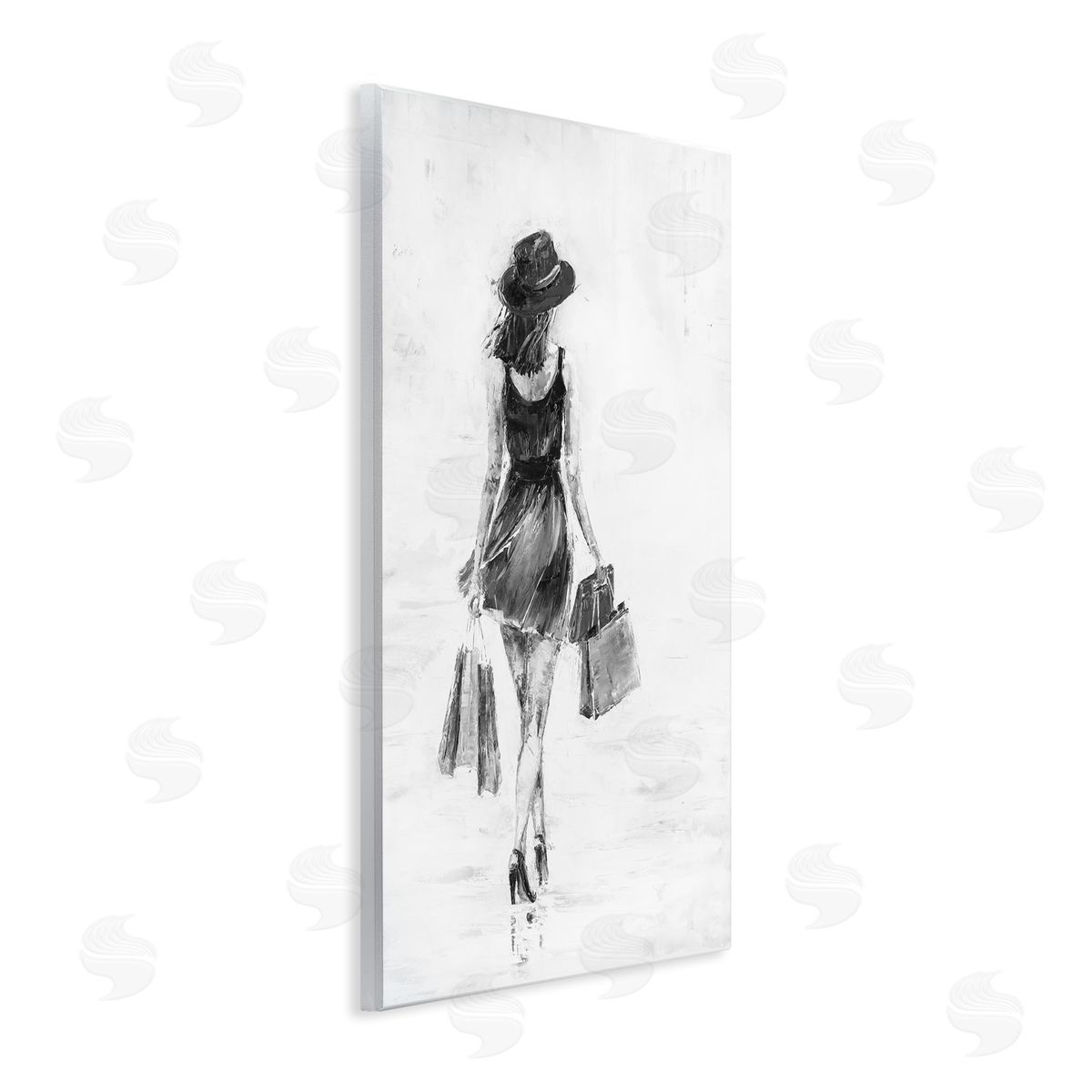 Girl with Shopping Bags Wood Plaque Wall Art, Home Decor by Joklanta Kowalik