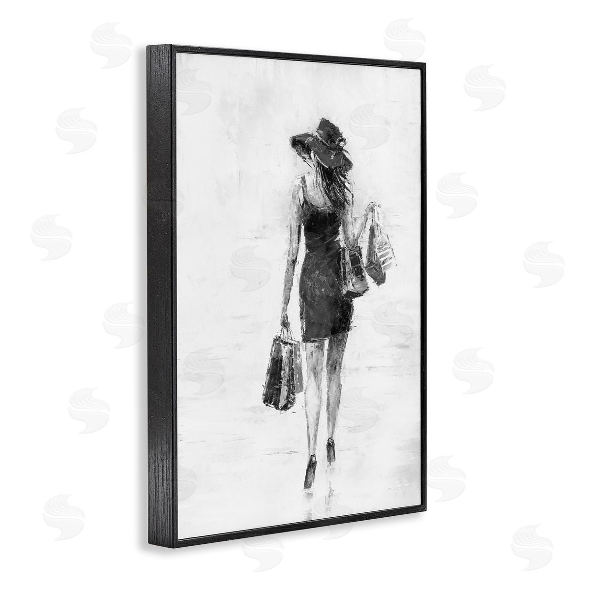 Glam Shopper Girl Black Frame Print Wall Art, Home Decor by Joklanta Kowalik
