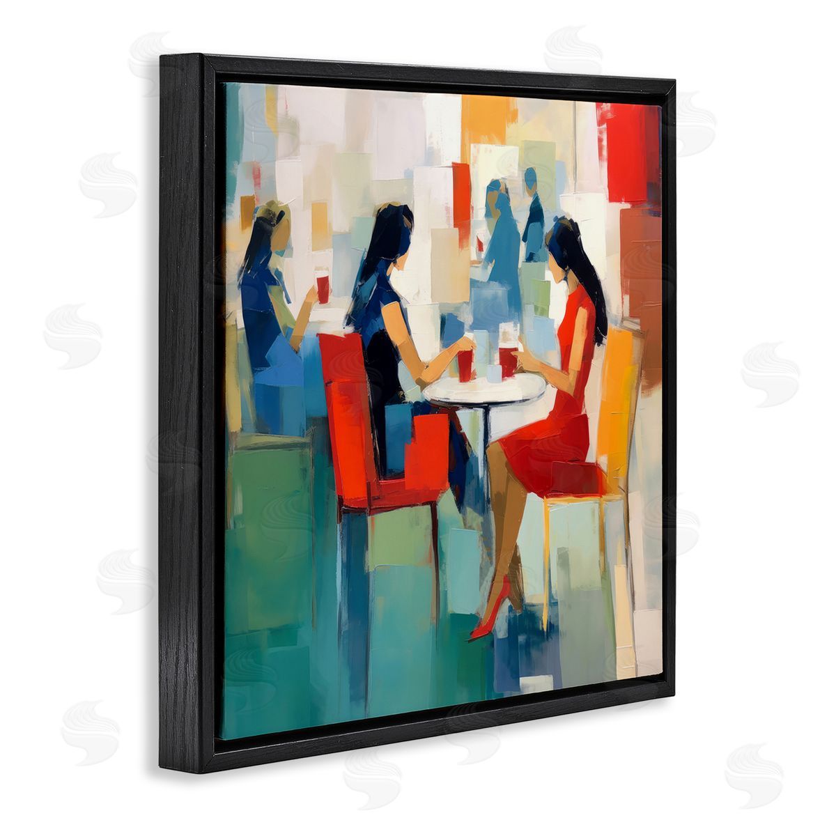 Irena Orlov Restaurant View Abstraction Black Floating Frame Canvas Wall Art Print
