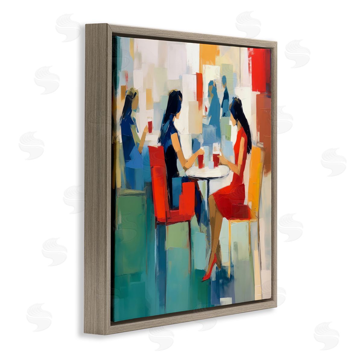 Irena Orlov Restaurant View Abstraction Brown Floating Frame Canvas Wall Art Print