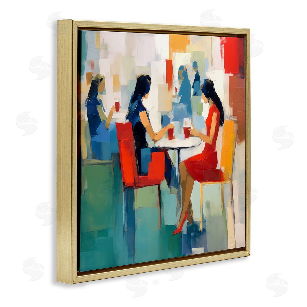 Irena Orlov Restaurant View Abstraction Gold Floating Frame Canvas Wall Art Print