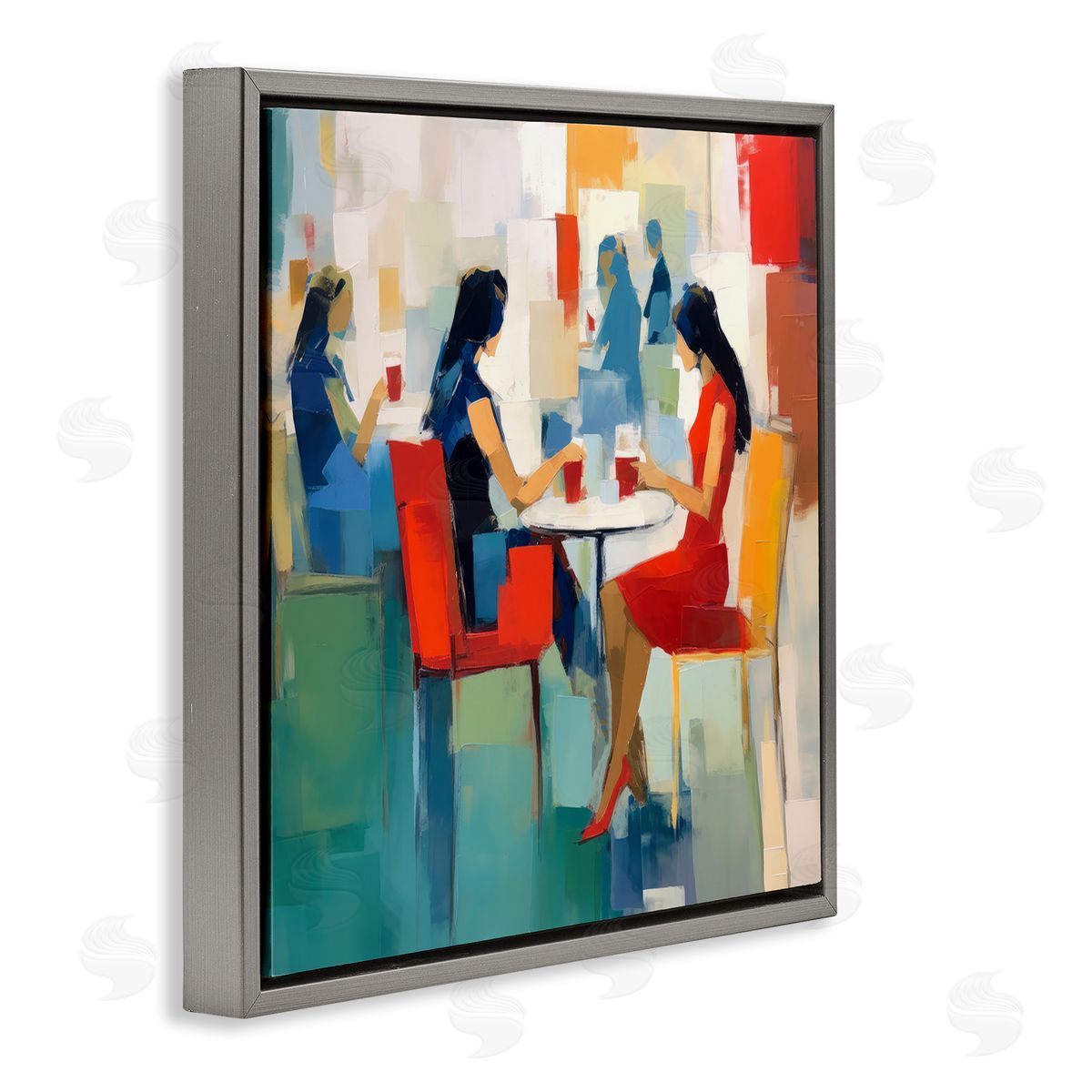 Irena Orlov Restaurant View Abstraction Gray Floating Frame Canvas Wall Art Print
