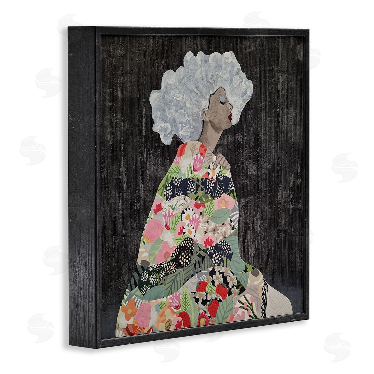 Coco Good Floral Dress Woman Black Framed Giclee Wall Art Print