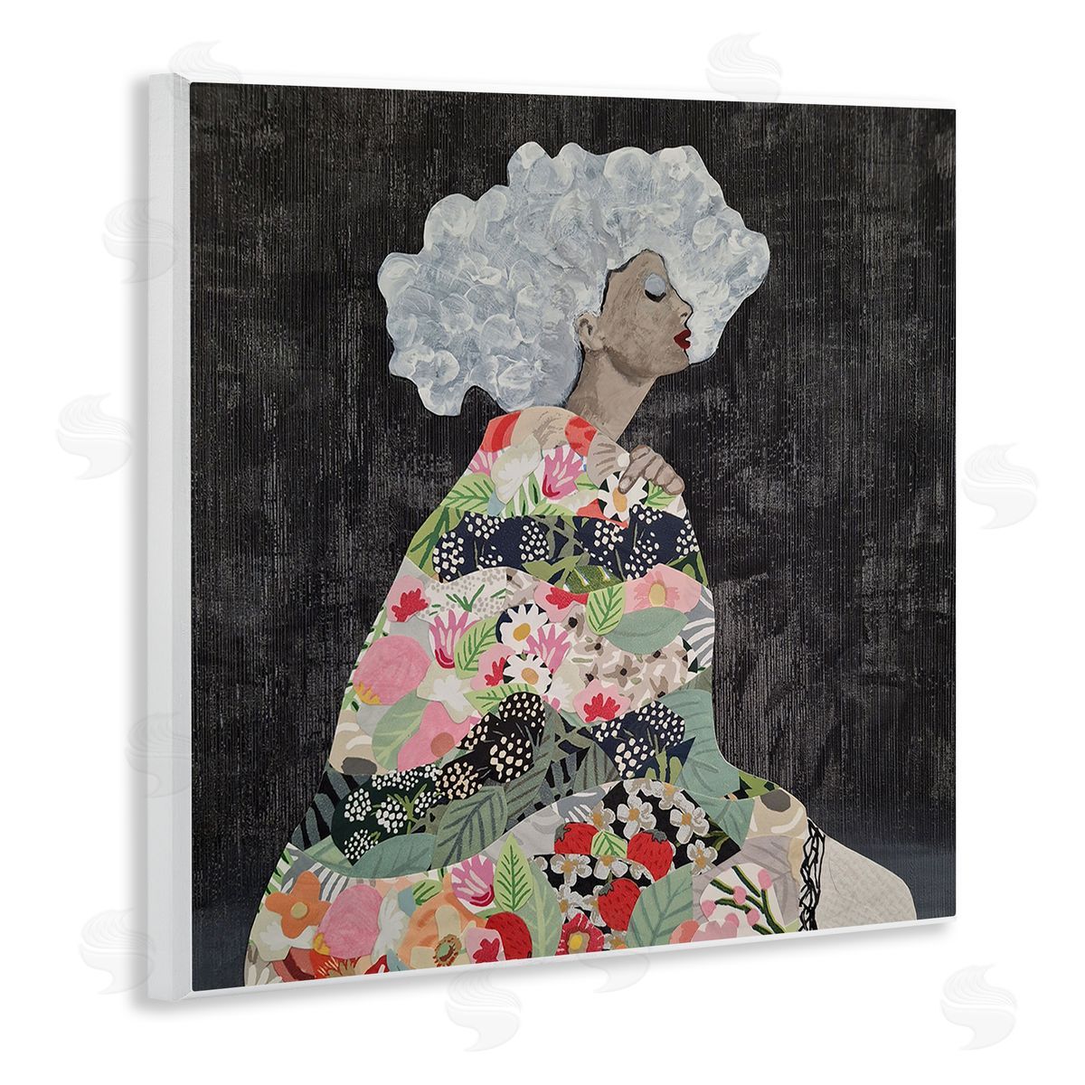 Coco Good Floral Dress Woman Wooden Wall Plaque Art Print
