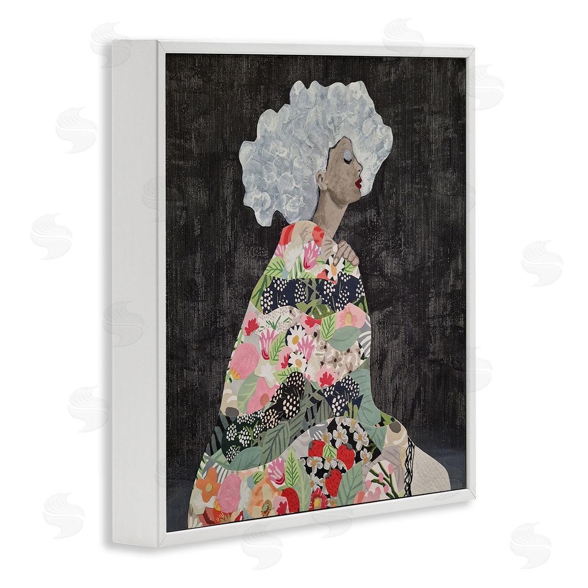Coco Good Floral Dress Woman White Framed Giclee Wall Art Print